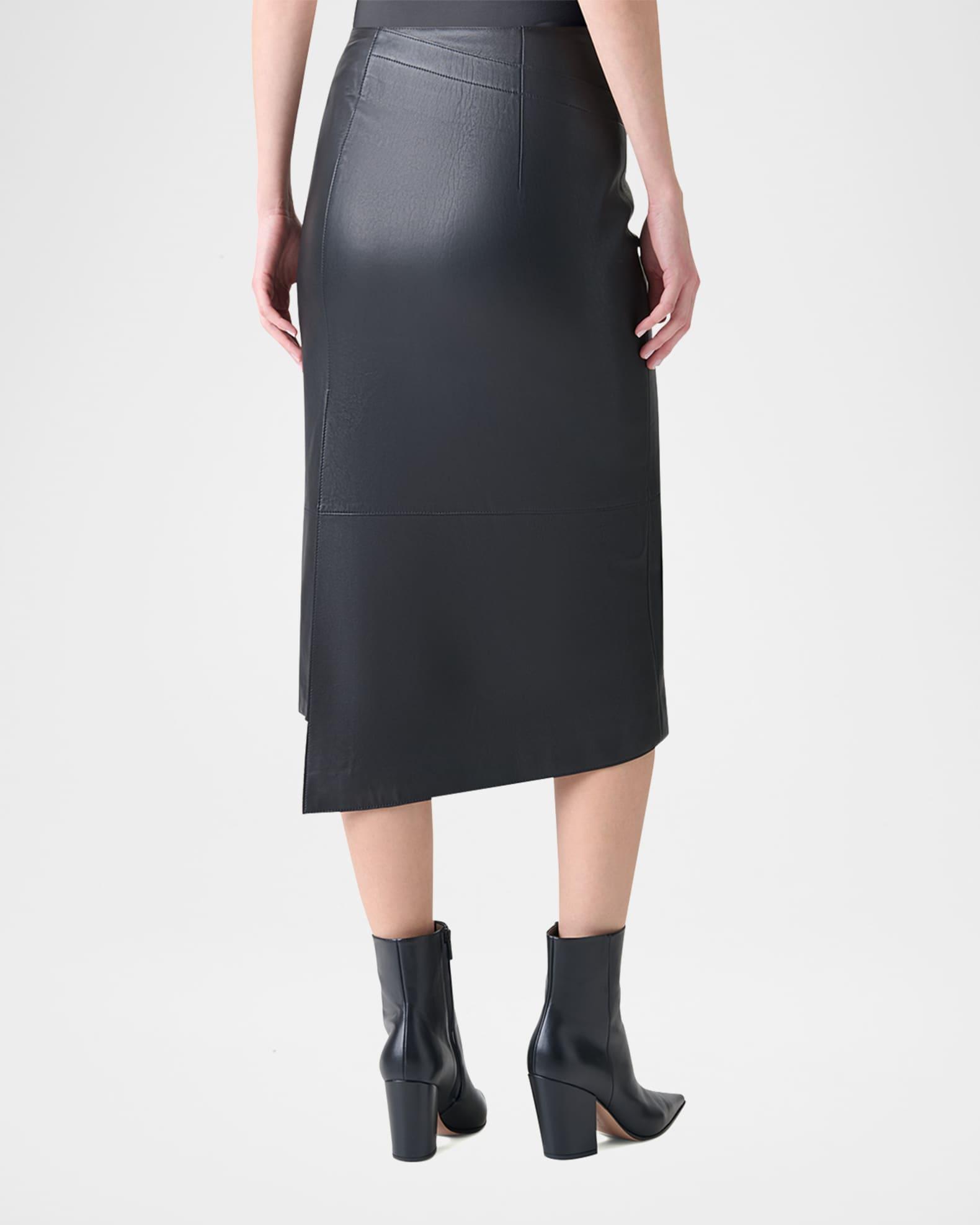 Asymmetric Trapezoid Nappa Leather Midi Skirt Product Image