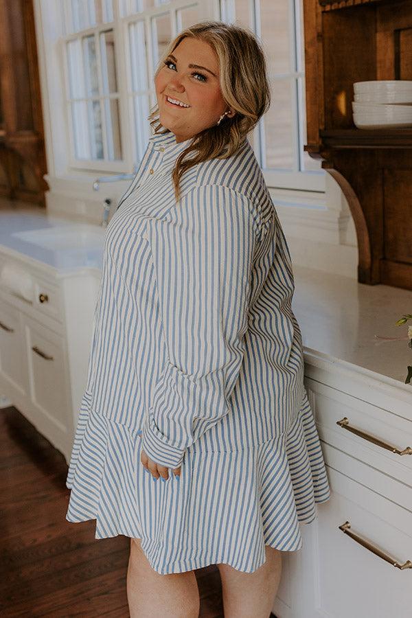 Stripe A Pose Mini Dress in Blue Curves Product Image