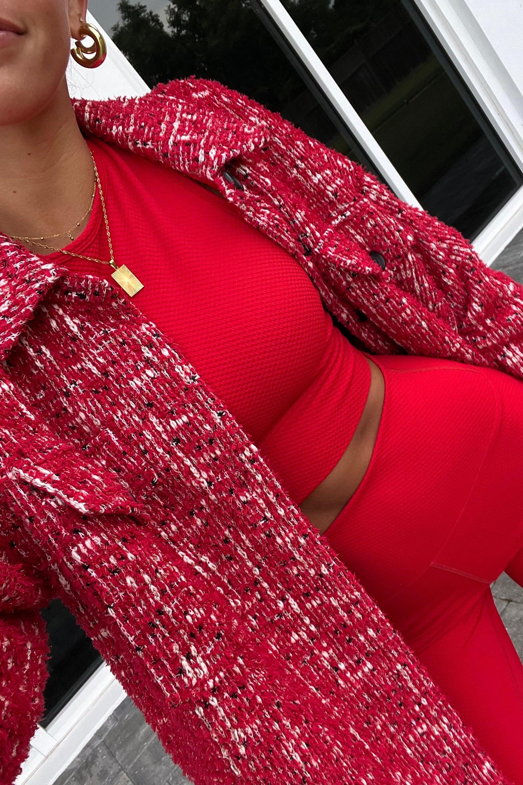 Azalea Top Merry Red Waffle Girls Product Image