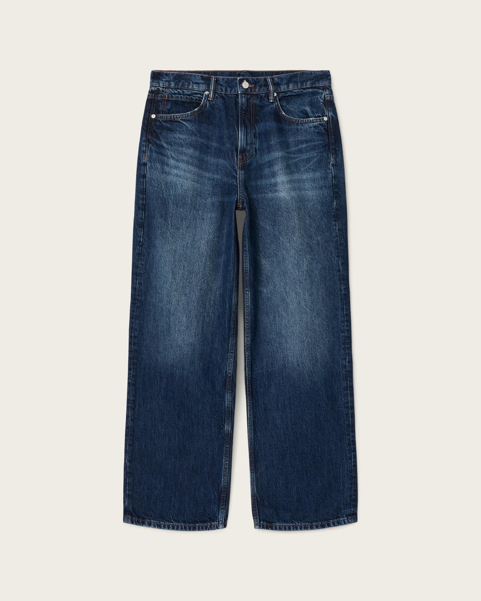 Lenny Loose Fit Wide Leg Denim Jeans Dark Indigo | ALLSAINTS US Product Image