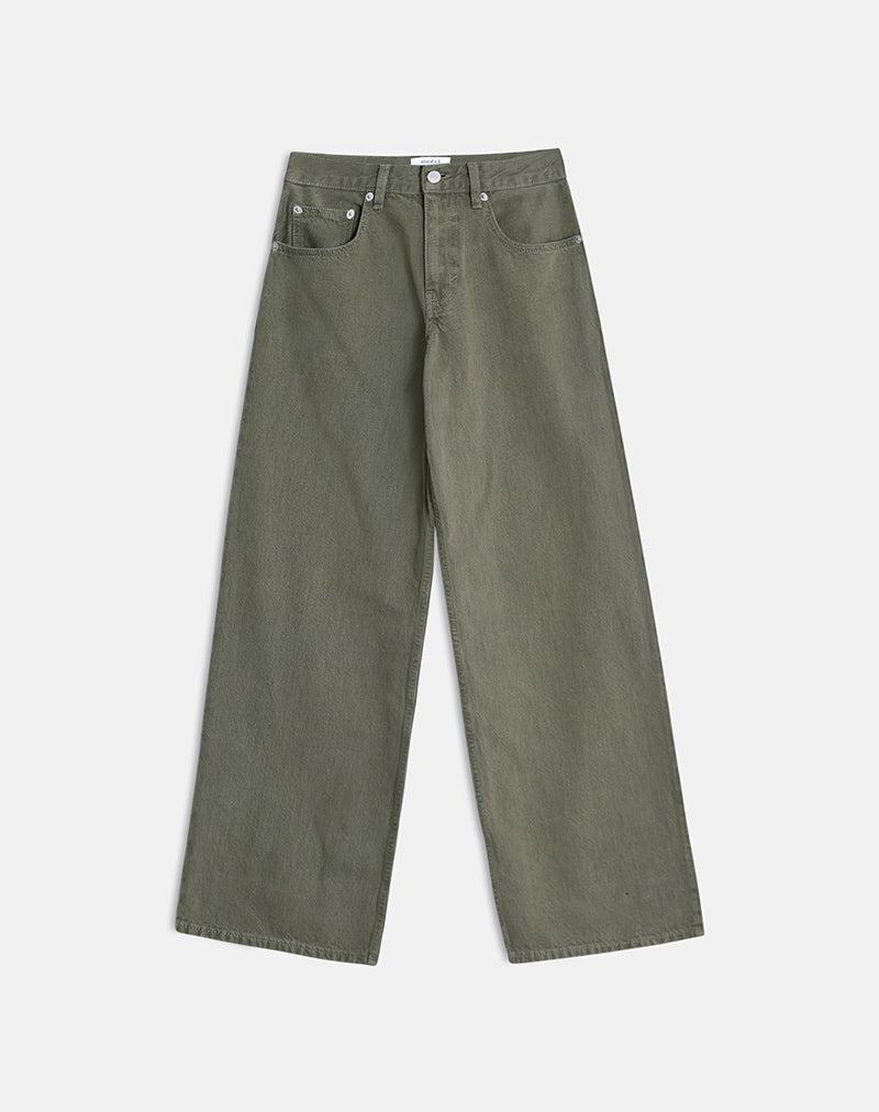 Low Rise Roomy Jeans in Olive Female Product Image