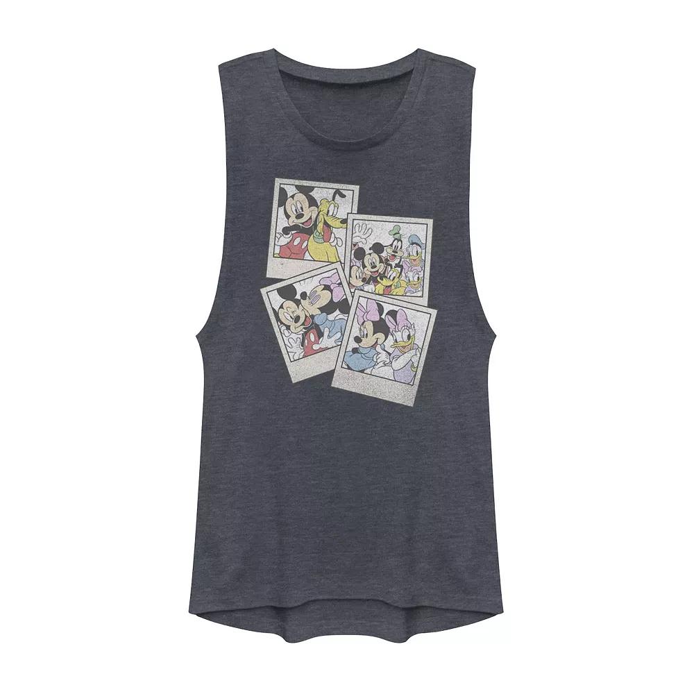 Disney's Mickey And Friends Juniors' Group Shot Polaroids Muscle Graphic Tank Top, Girl's,  Product Image
