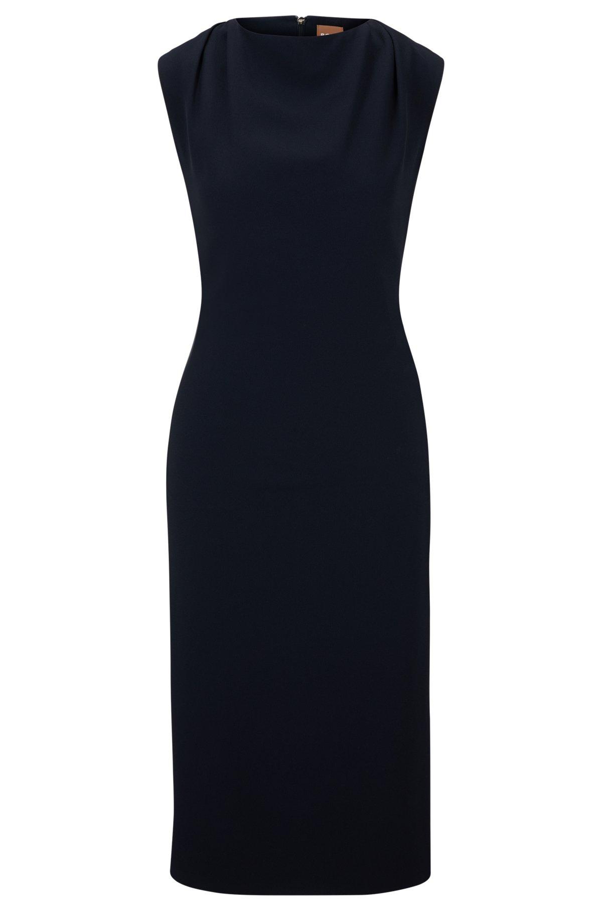 BOSS - Slim-fit business dress with feature neckline  - Dark Blue Product Image