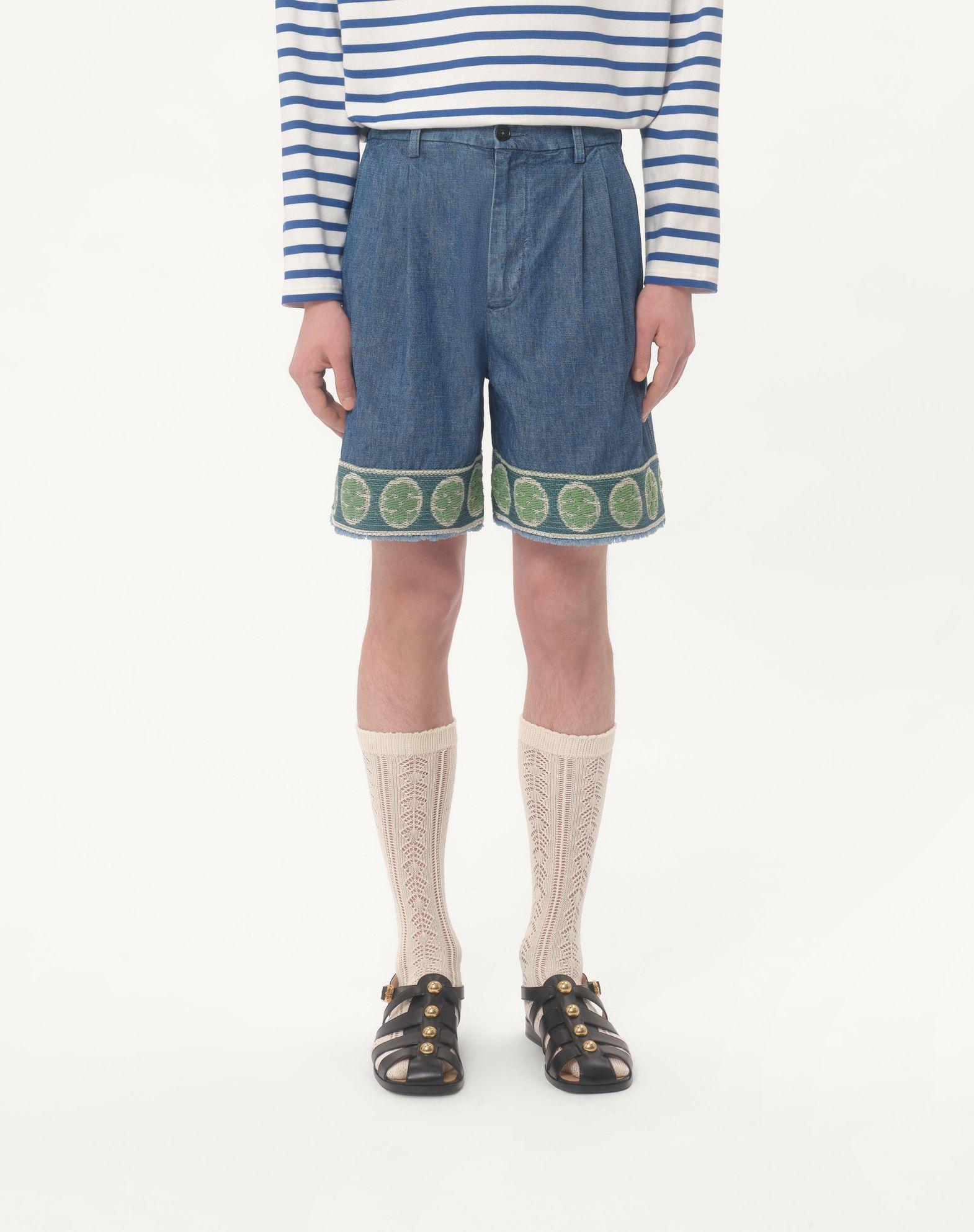 Denim Bermuda Shorts With Jacquard Hem Product Image