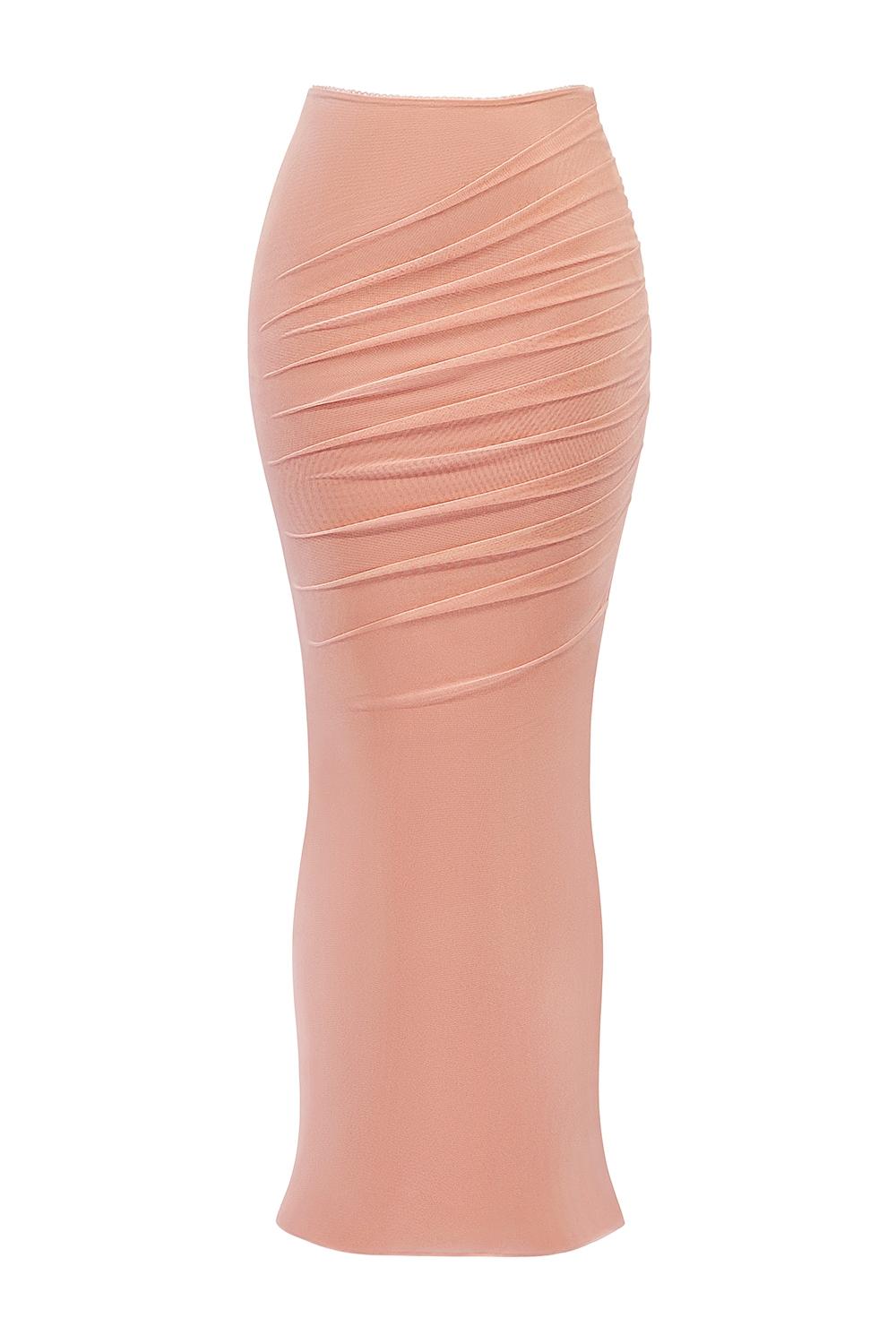 Hallie  peach strapless corset with neck scarf Product Image