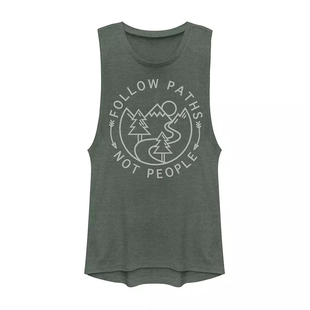 Juniors' Follow Paths Not People Outdoors Circle Graphic Muscle Tank Top, Girl's,  Product Image