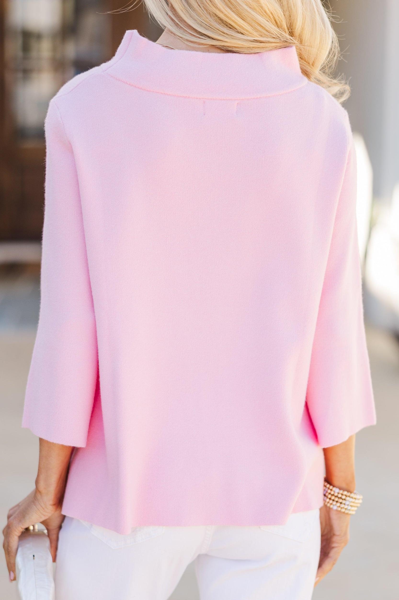 Just A Feeling Pink Mock Neck Sweater Female Product Image