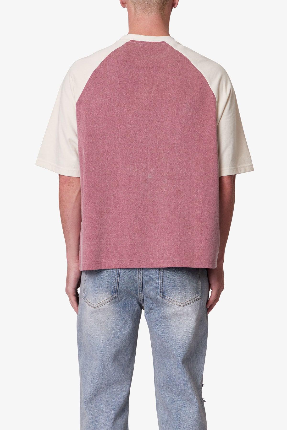 Contrast Raglan Tee - Burgundy/Off White Product Image