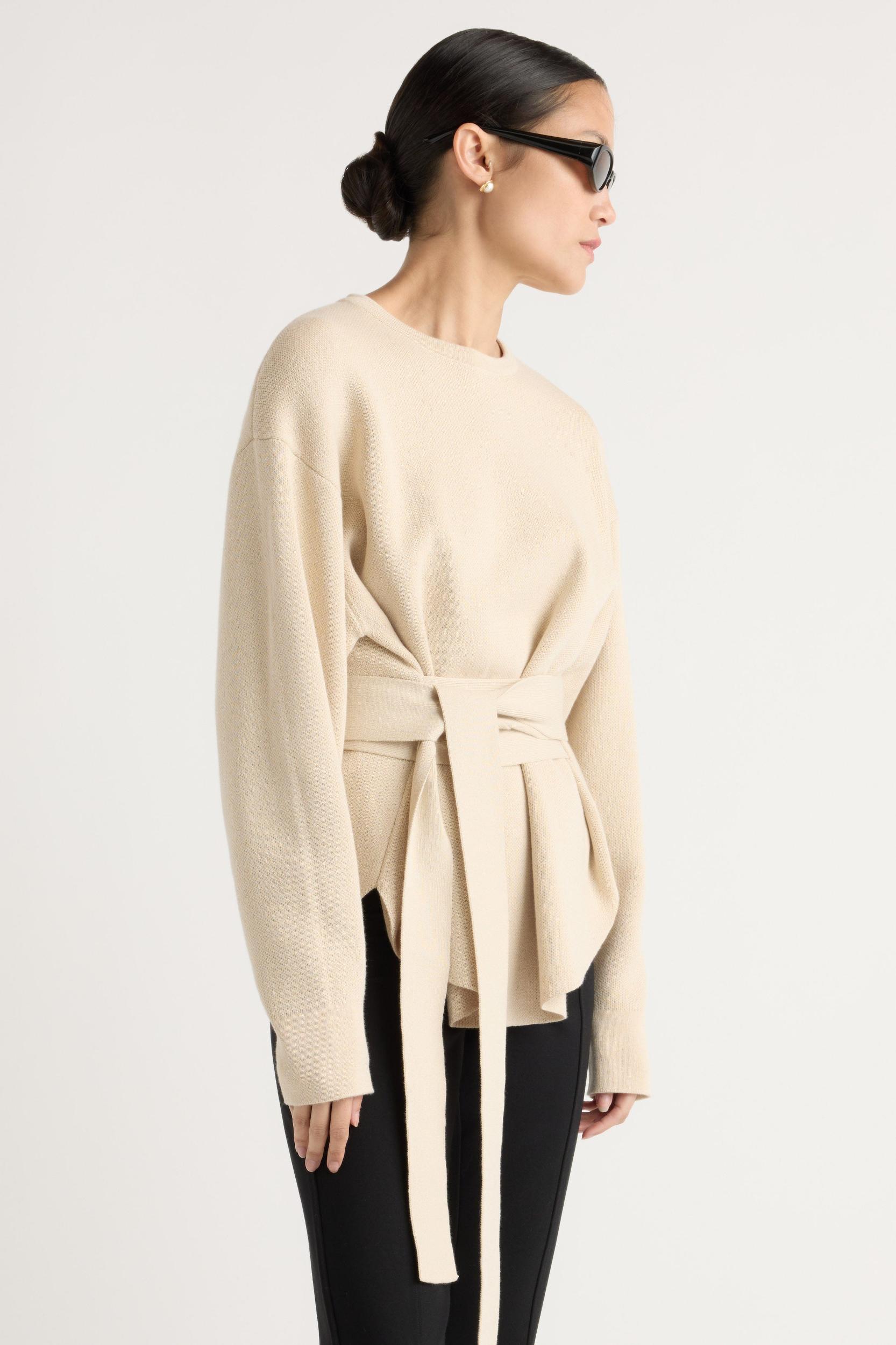 Nara Tie-Front Knit Sweater Product Image