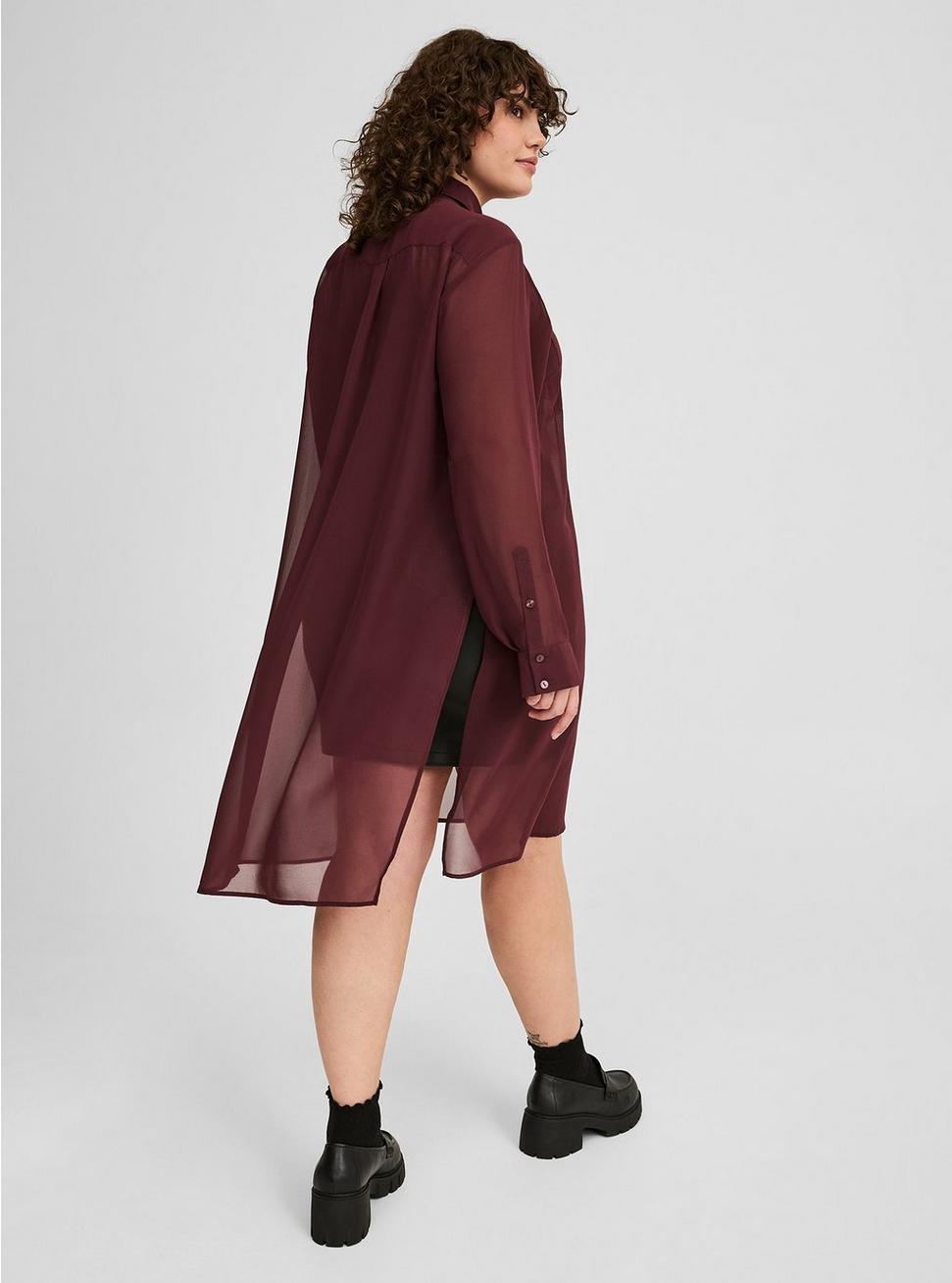 Sheer Long Sleeve Tunic Shirt Product Image