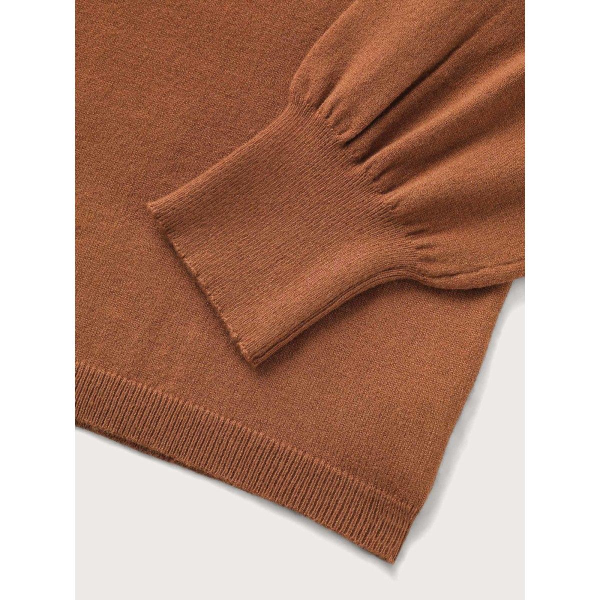 Plus Size Supersoft Essentials Colorblock Contrast Pullover Browncoffeecolor Women Leisure Long Sleeve Round Neck Casual Pullovers BloomChic 12/L Product Image