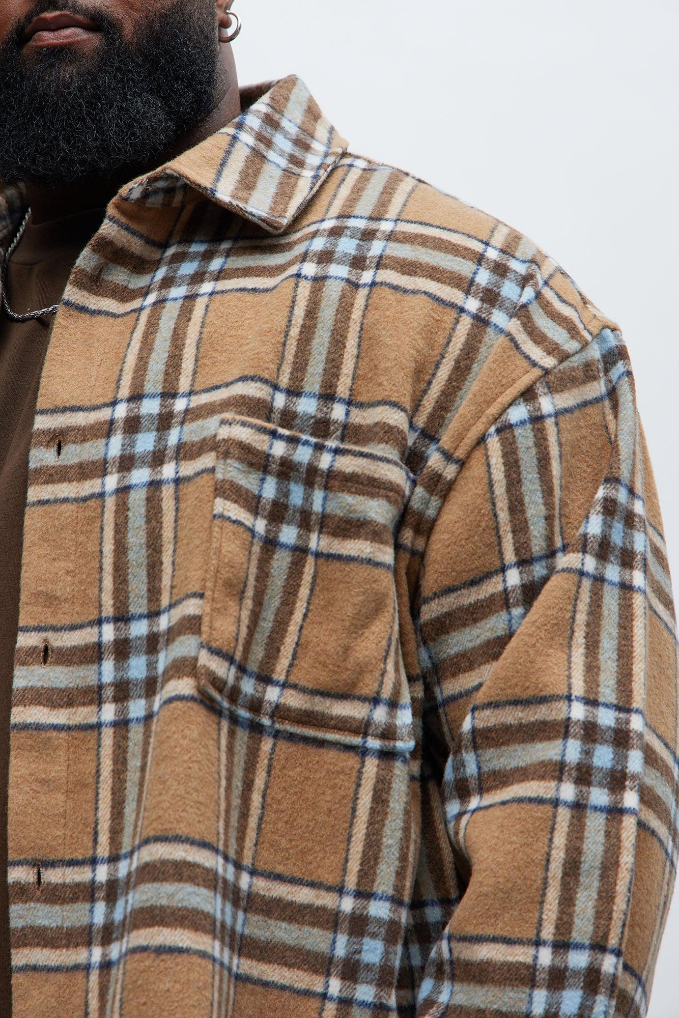 Come See Me Plaid Shacket - Beige Product Image