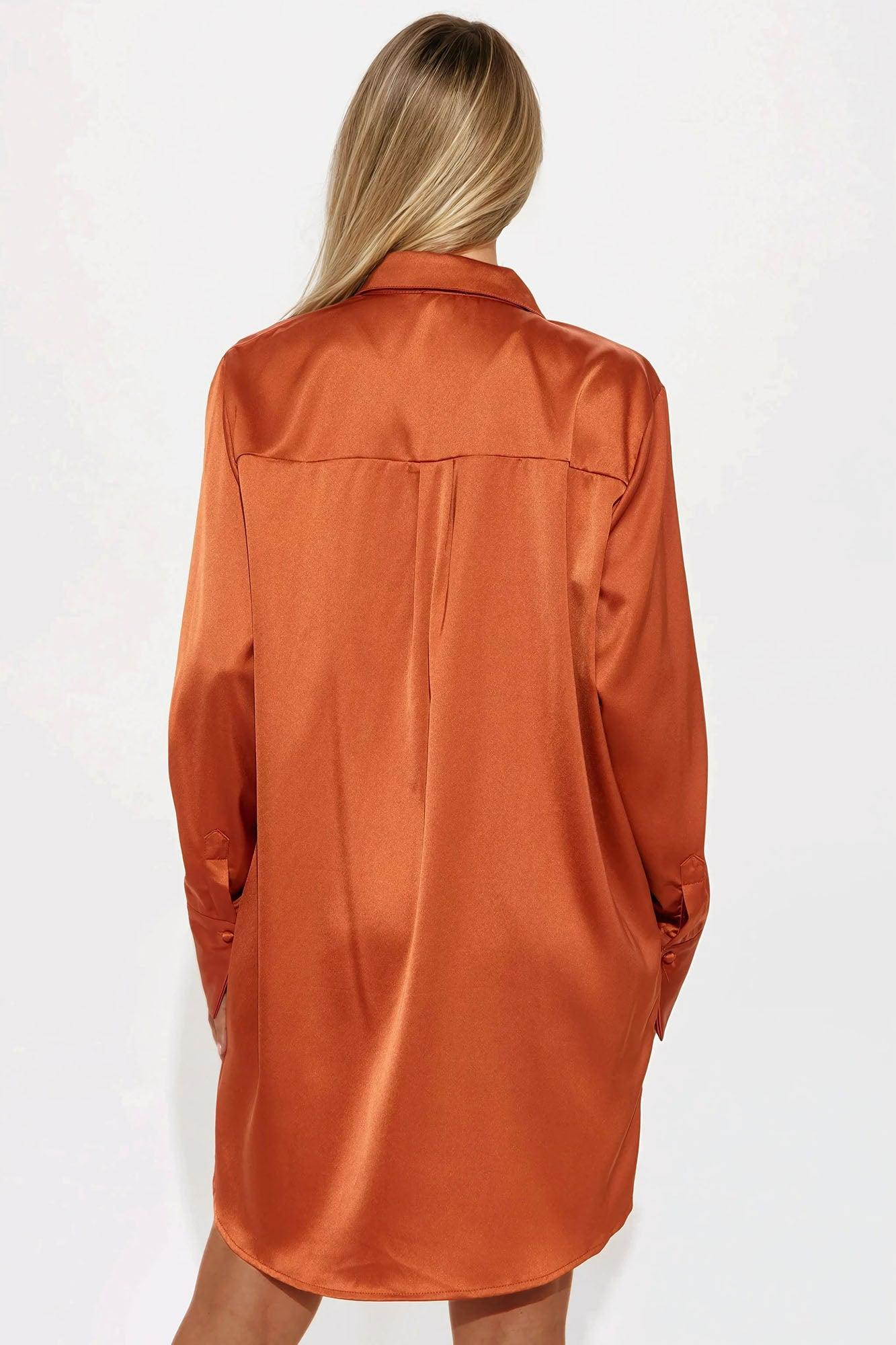 Adria Satin Mini Dress Set - Cognac Female Product Image