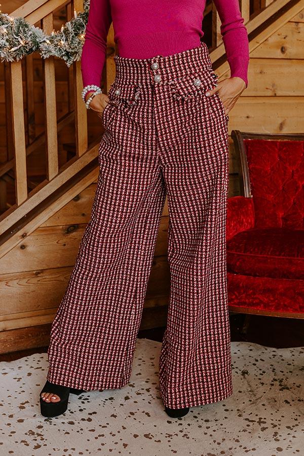 Red Wine Sipping High Waist Tweed Pants Product Image