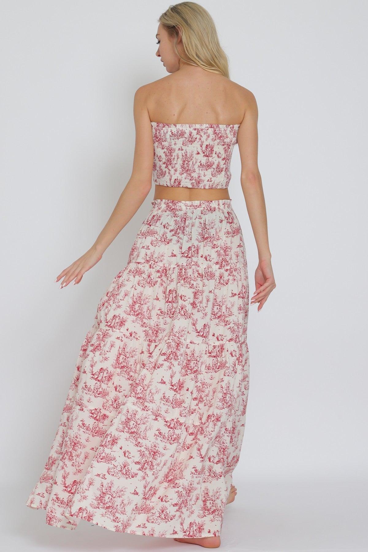 Shirred Print Tube Top Product Image