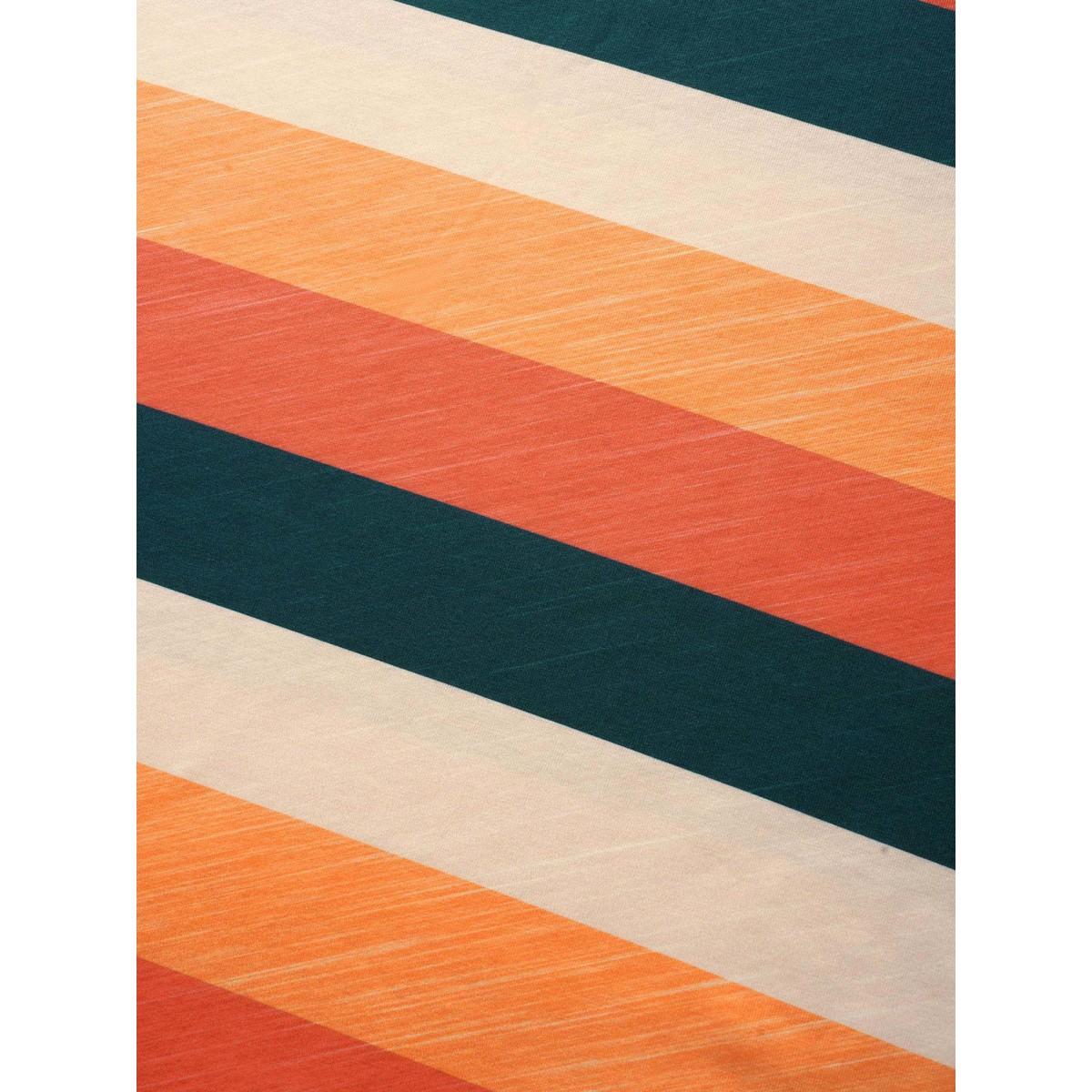 Plus Size Colored Striped Crew Neck Batwing Sleeve T-shirt Multicolor Women Casual Contrast Round Neck Everyday T-shirts BloomChic 28/5X Product Image