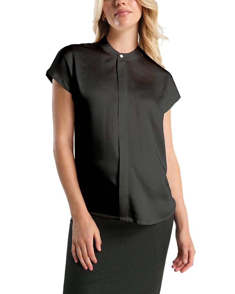 Marion Womens Short Sleeve Satin Maternity Shell Top with Concealed Nursing Zip Product Image