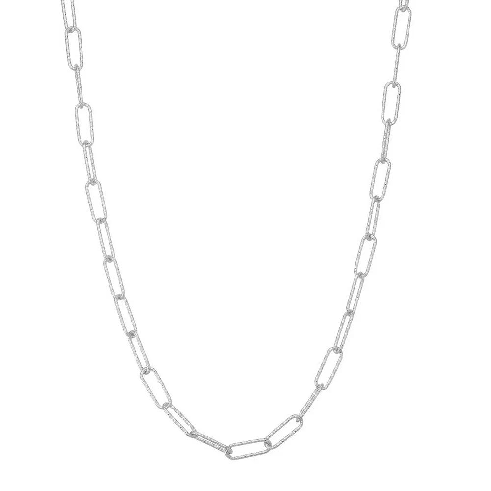 Giorgio di Vicenza 14k Sterling Silver Paper Clip Chain Necklace, Womens Product Image