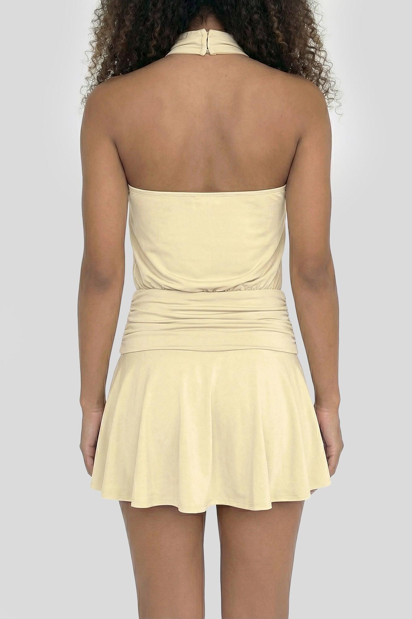 Cinched Waist Halter Mini Dress Female Product Image