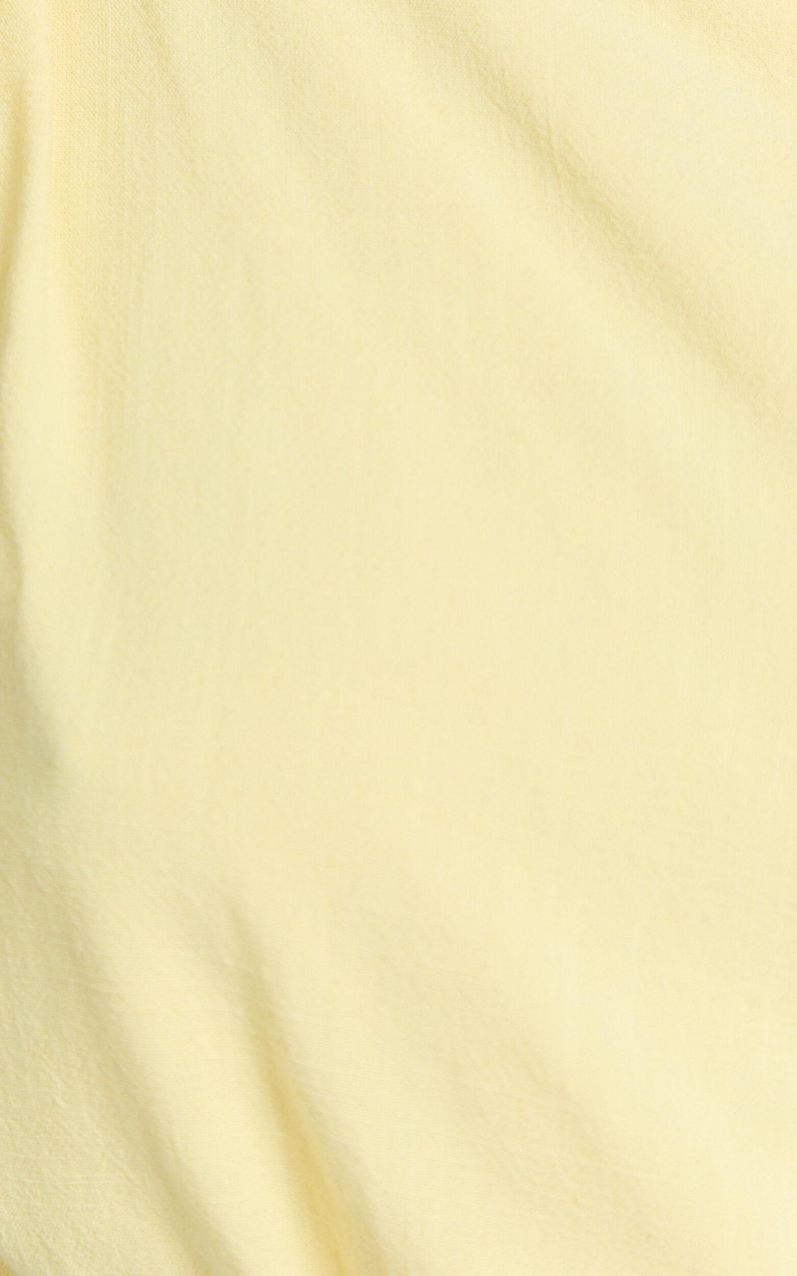 Collins Linen Blend Top - Draped Asymmetrical Neckline Top in Lemon Product Image