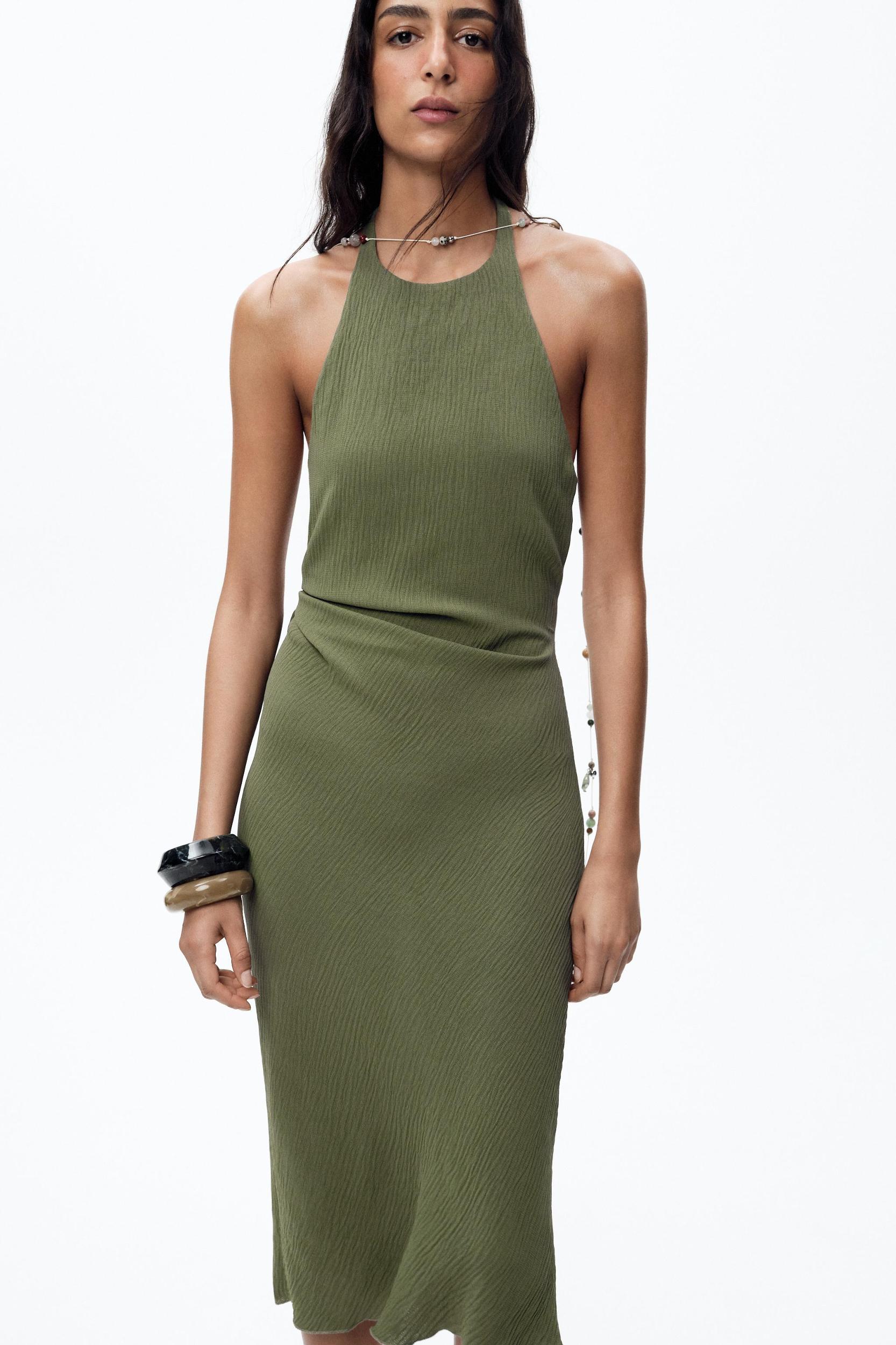 TEXTURED HALTER DRESS Product Image