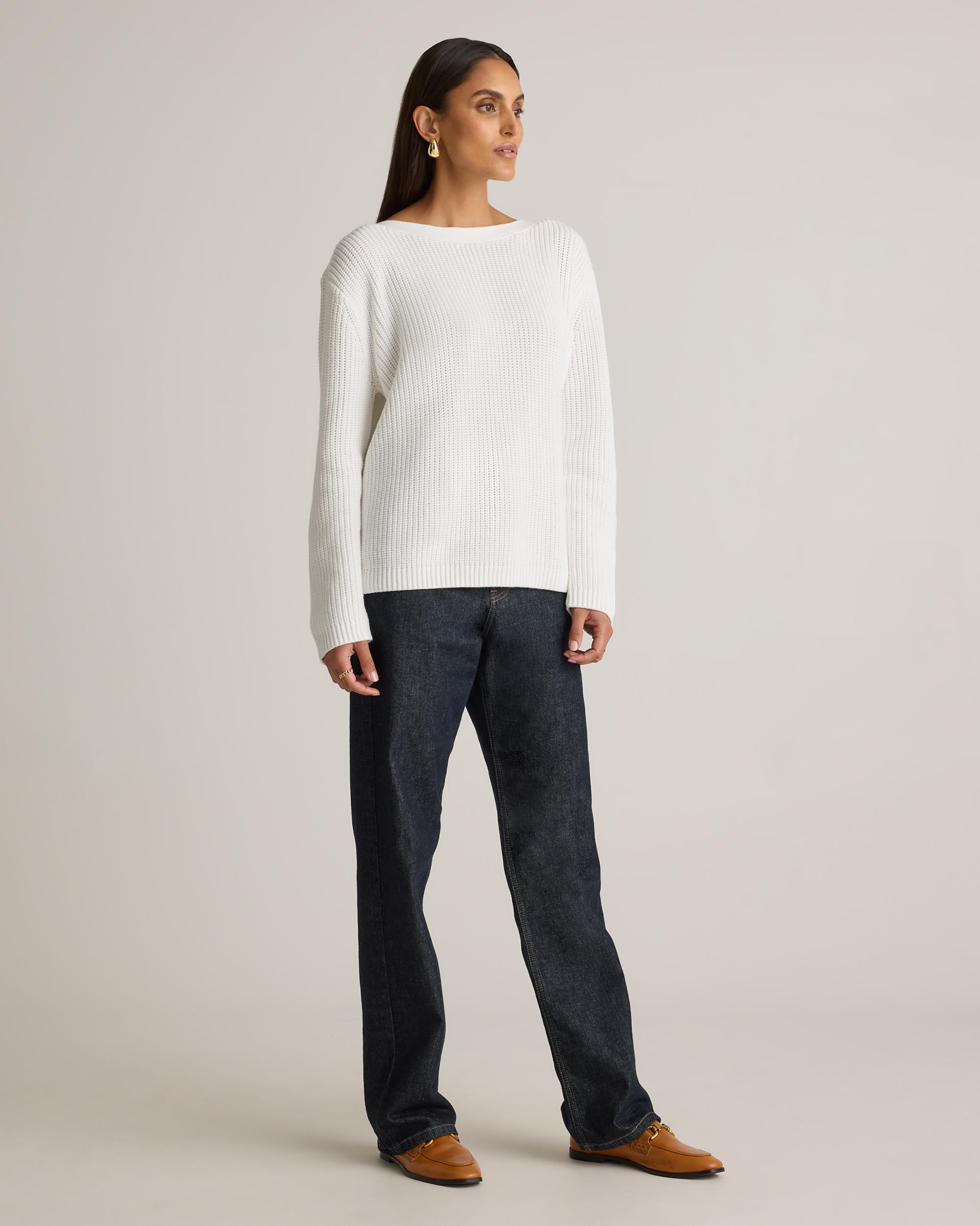 Quince | Women's Fisherman Boatneck Sweater Organic Cotton Product Image