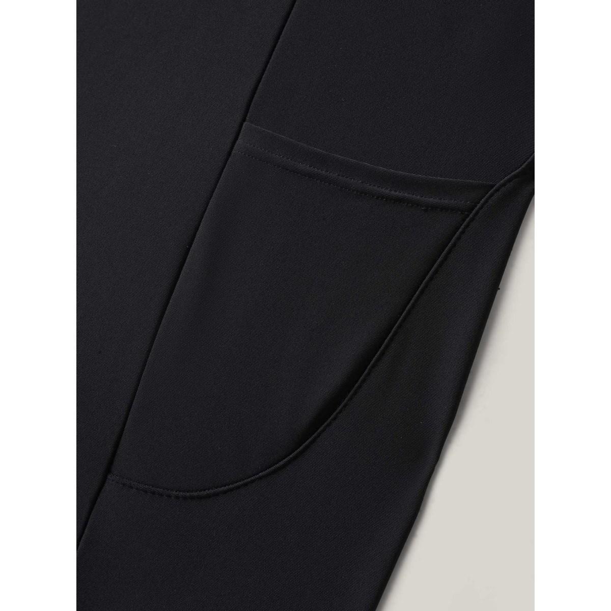 Plus Size Sculpting Pockets Solid Swim Bottoms Women's Swimwear Black Beach Patchwork High stretch Skinny High Rise Side seam pocket Curve Swim Bottoms BloomChic 22-24/3X Product Image