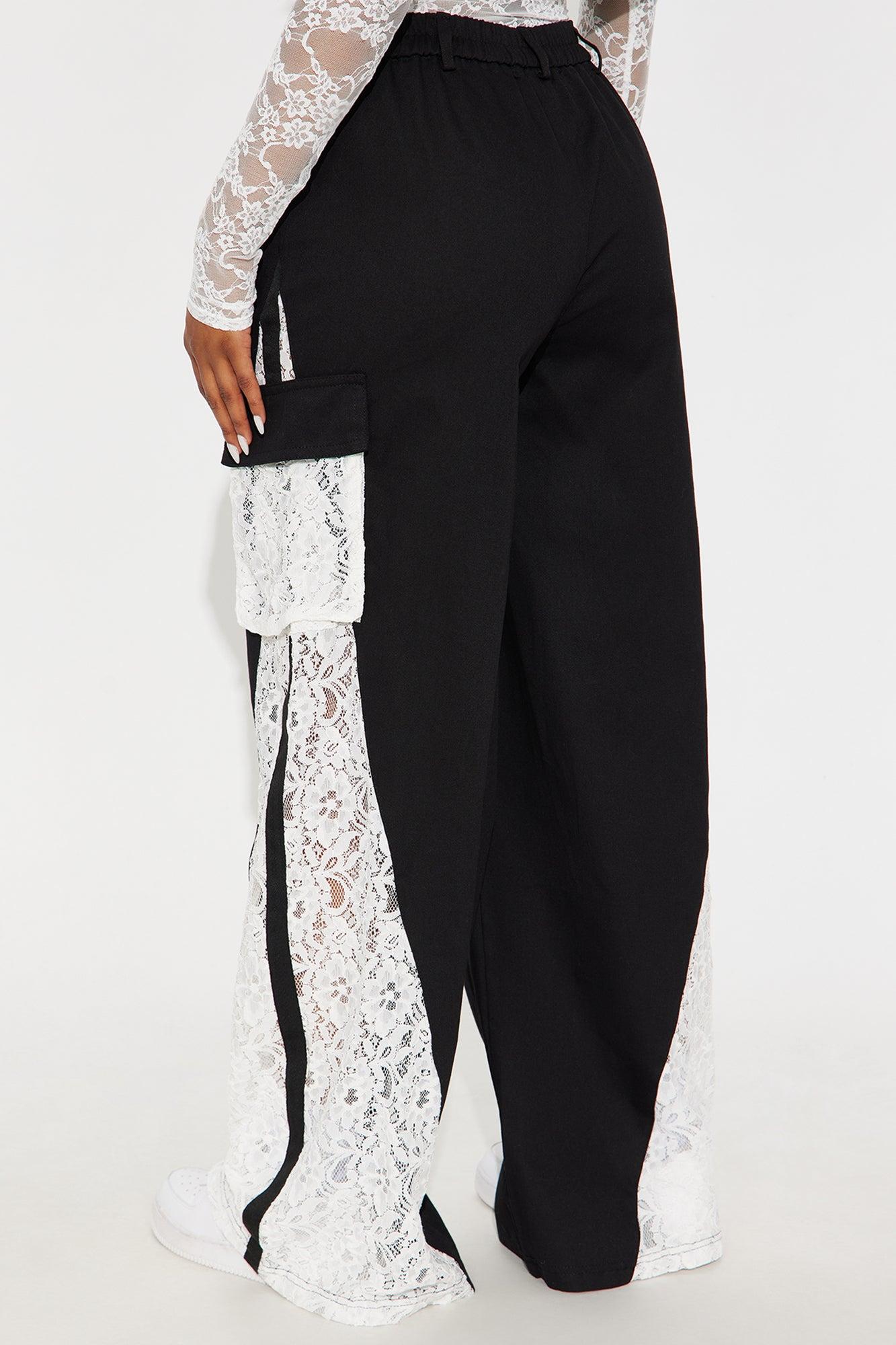 Willow Wide Leg Lace Track Pant 33″ - Black Female Product Image