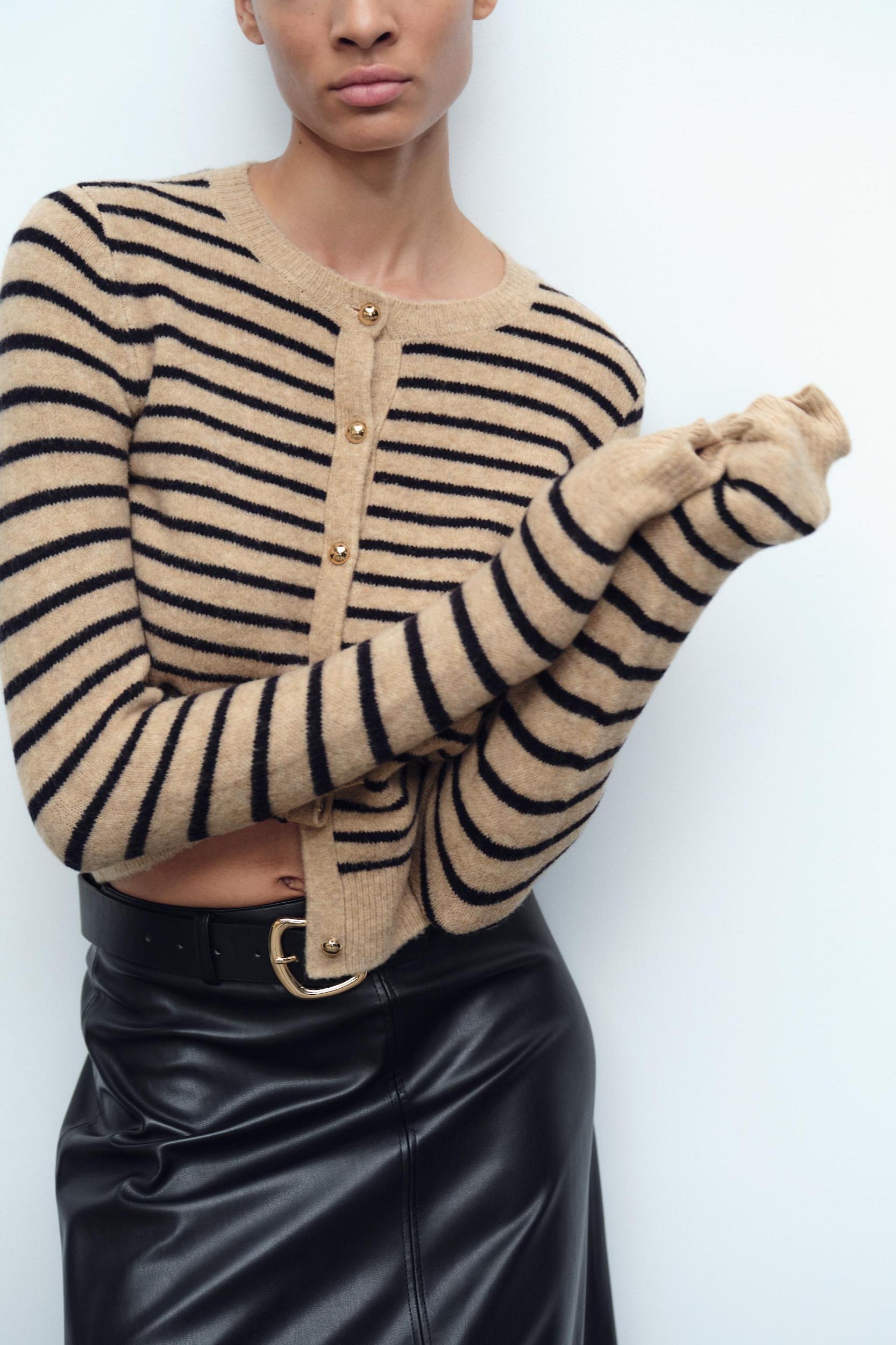 STRIPED KNIT CARDIGAN Product Image