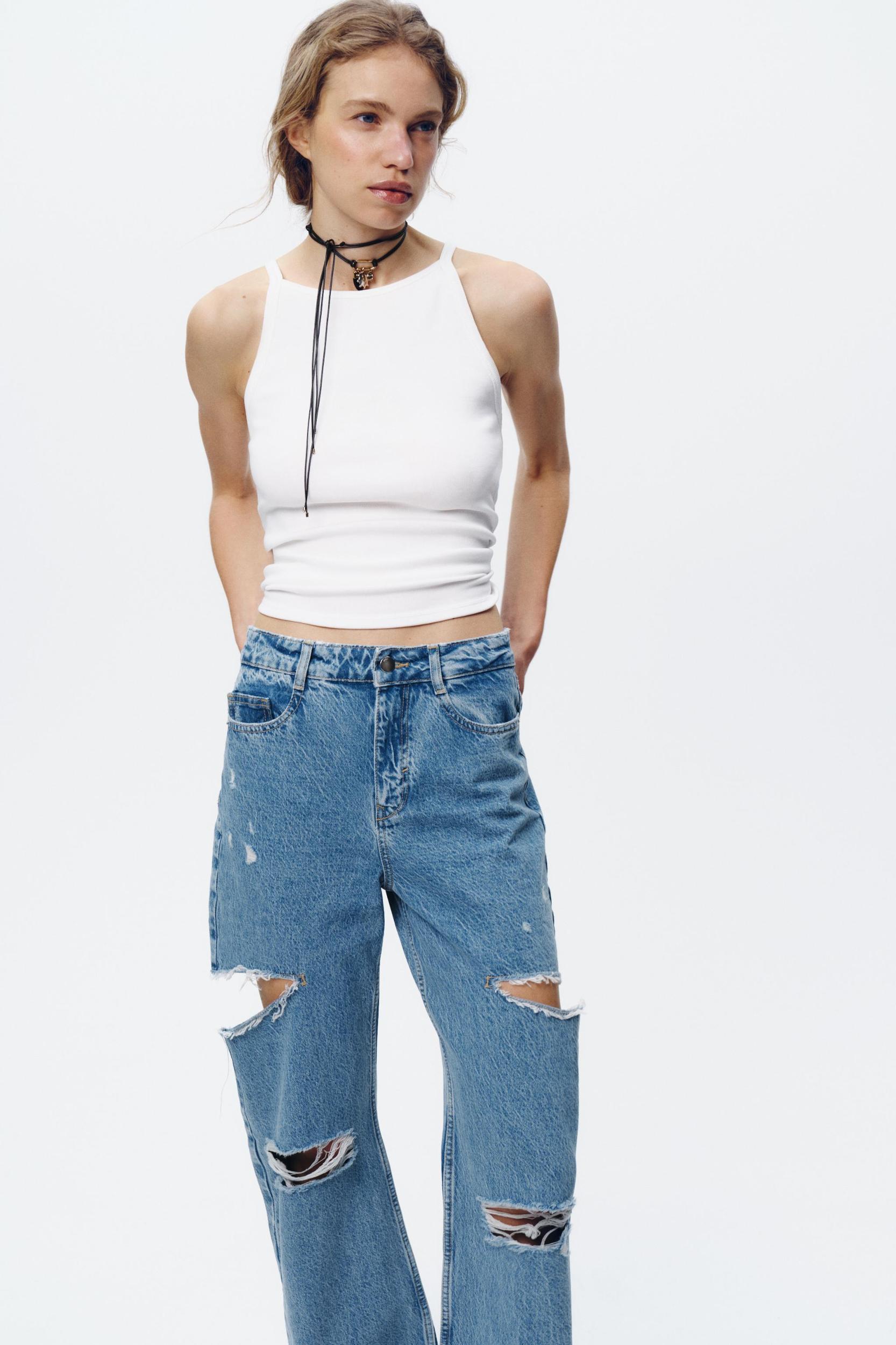 Z1975 HIGH-WAISTED STRAIGHT LEG RIPPED JEANS Product Image