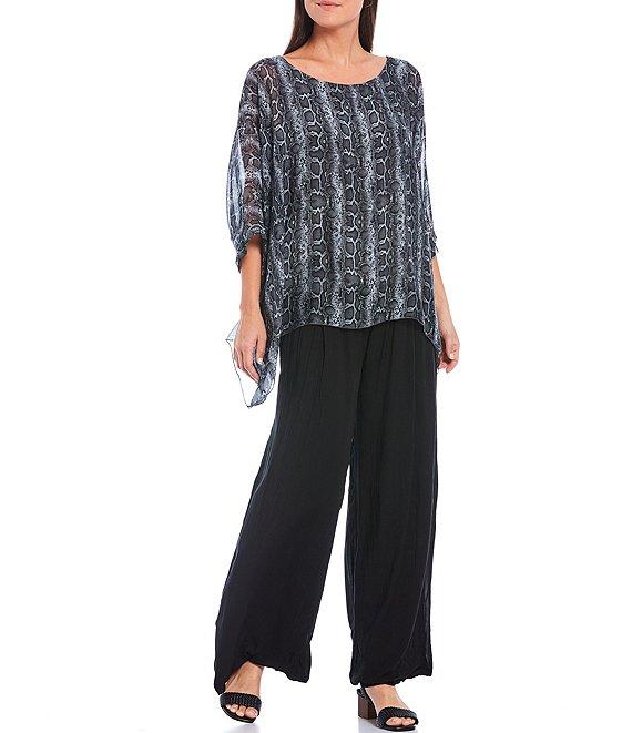 M Made in Italy Pull-On Pleated Ankle Coordinating Wide Leg Pants Product Image