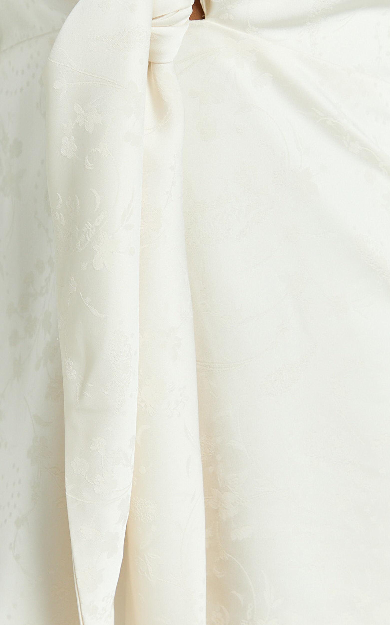 Paola Mini Dress - Tie Front Collared Skirt Dress in Off White Product Image