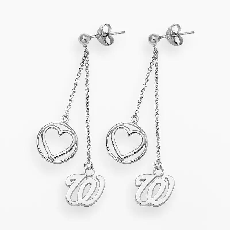 LogoArt Washington Nationals Beloved Sterling Silver Linear Drop Earrings, Women's, Grey Product Image