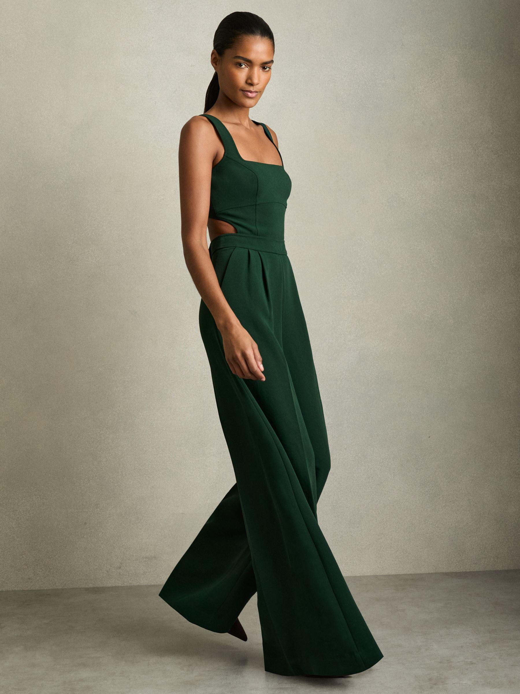 Wide-Leg Cut-Out Jumpsuit in Green Product Image