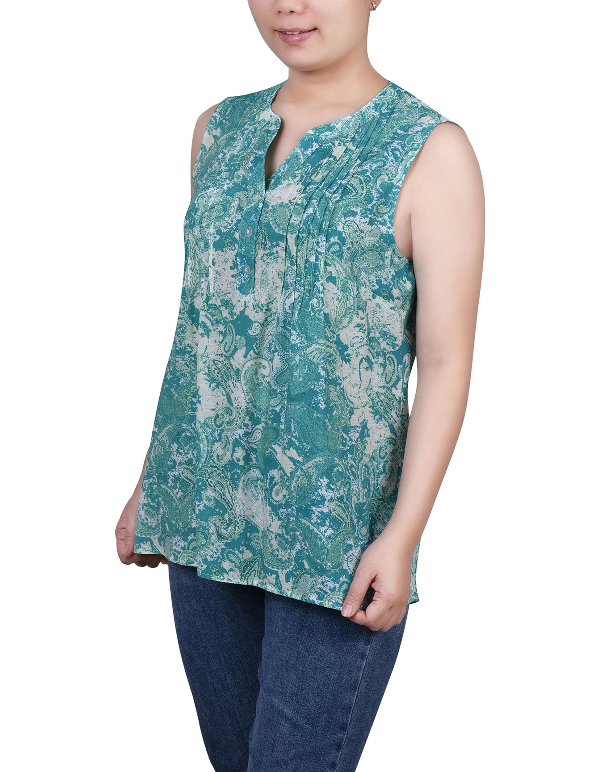 Lapis Tiedyepais Sleeveless Pintucked Blouse Product Image