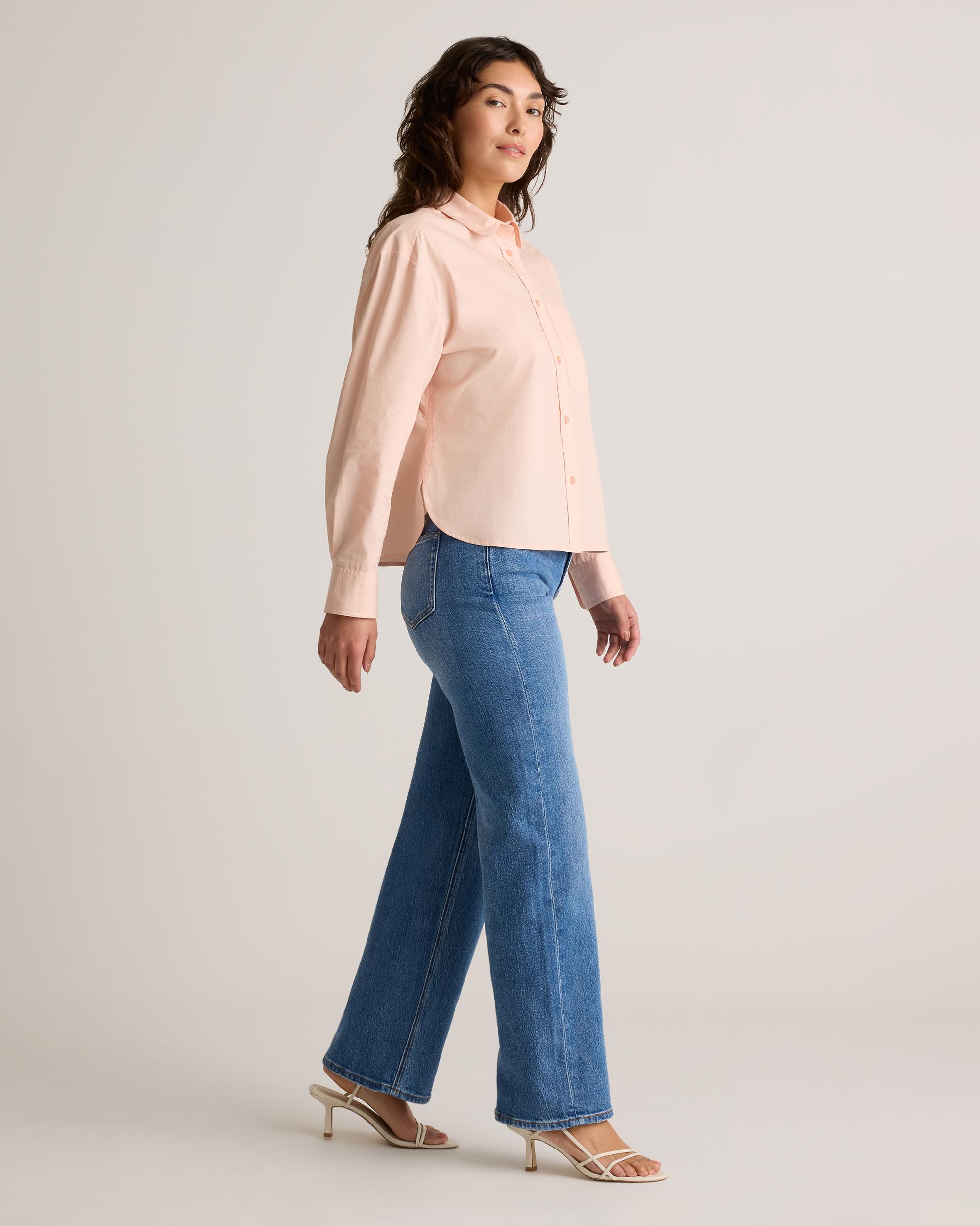 Quince | Women's Poplin Cropped Long Sleeve Shirt Organic Cotton Product Image