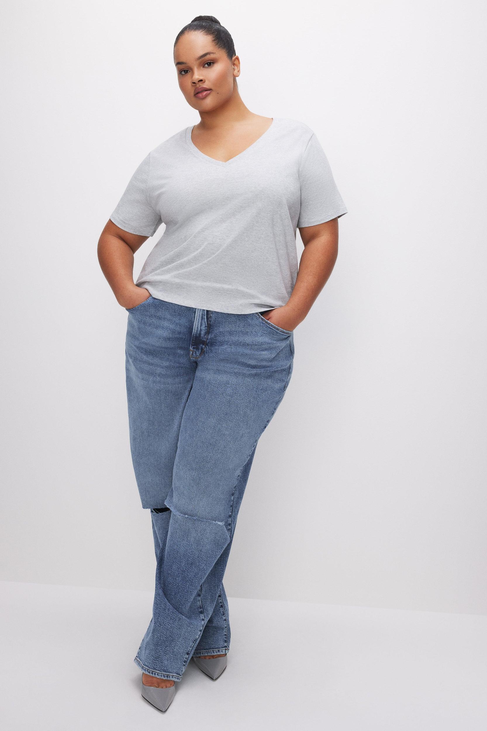 COTTON CLASSIC V-NECK TEE | HEATHER GREY001 Product Image