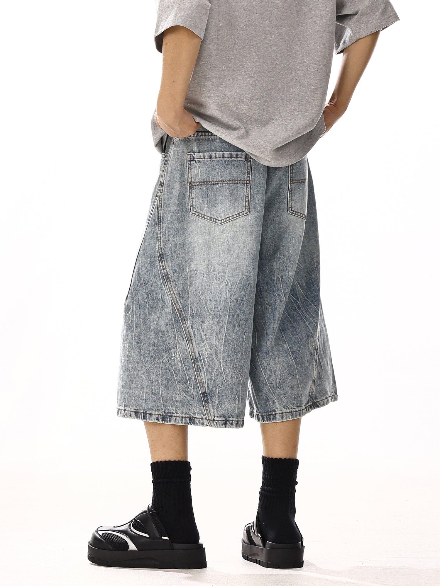 RT No. 13006 WASHED BLUE DENIM SHORTS Product Image
