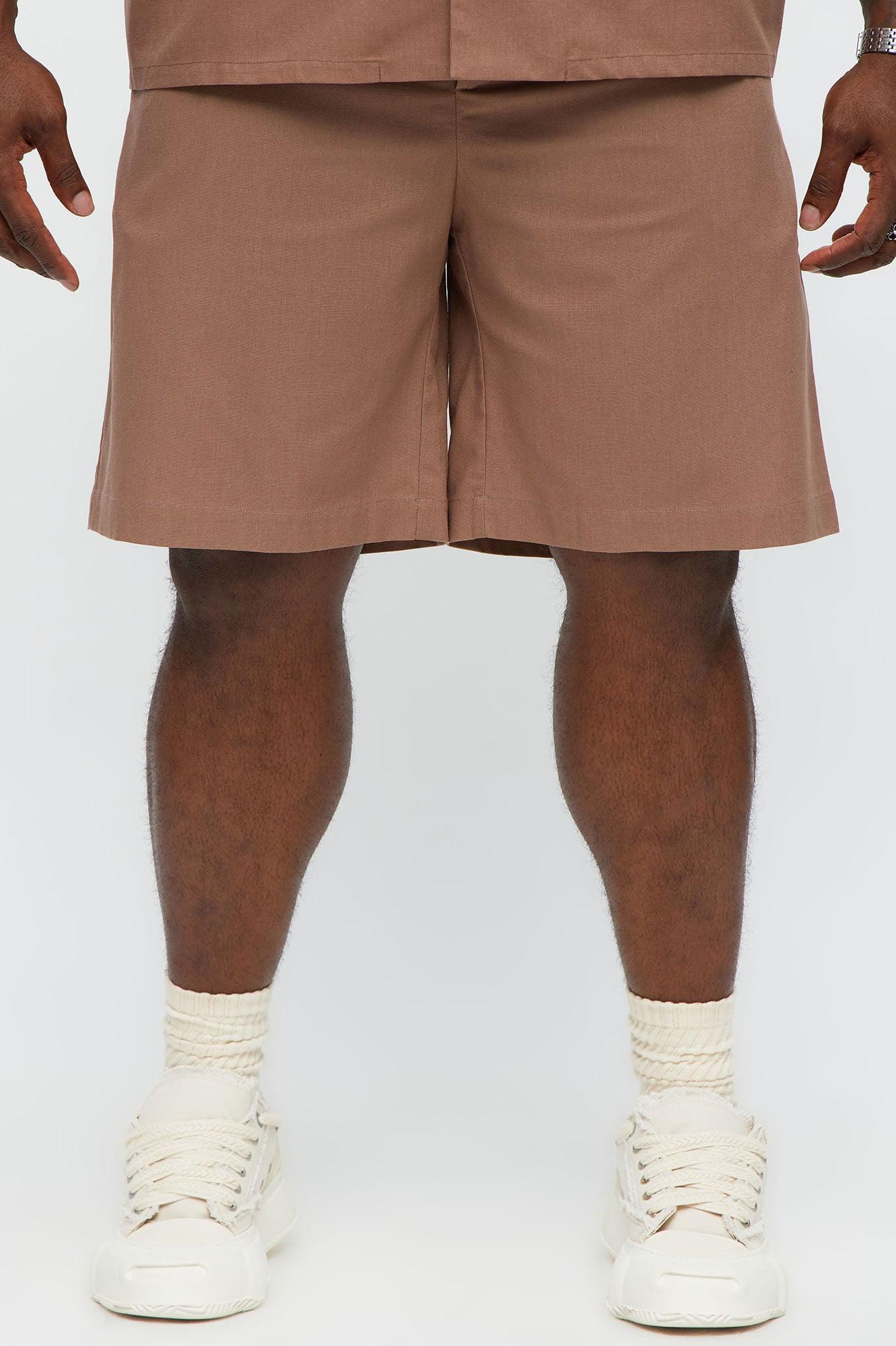 Chai Linen Like Relaxed Shorts - Brown Male Product Image