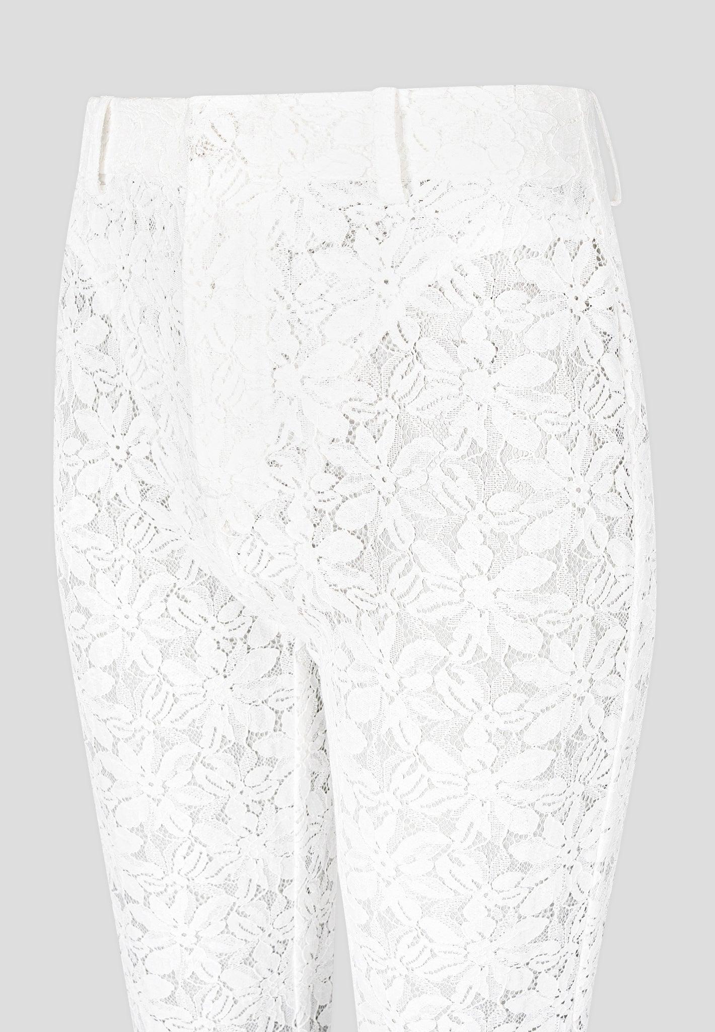 Lace Fit and Flare Trousers - White Female Product Image