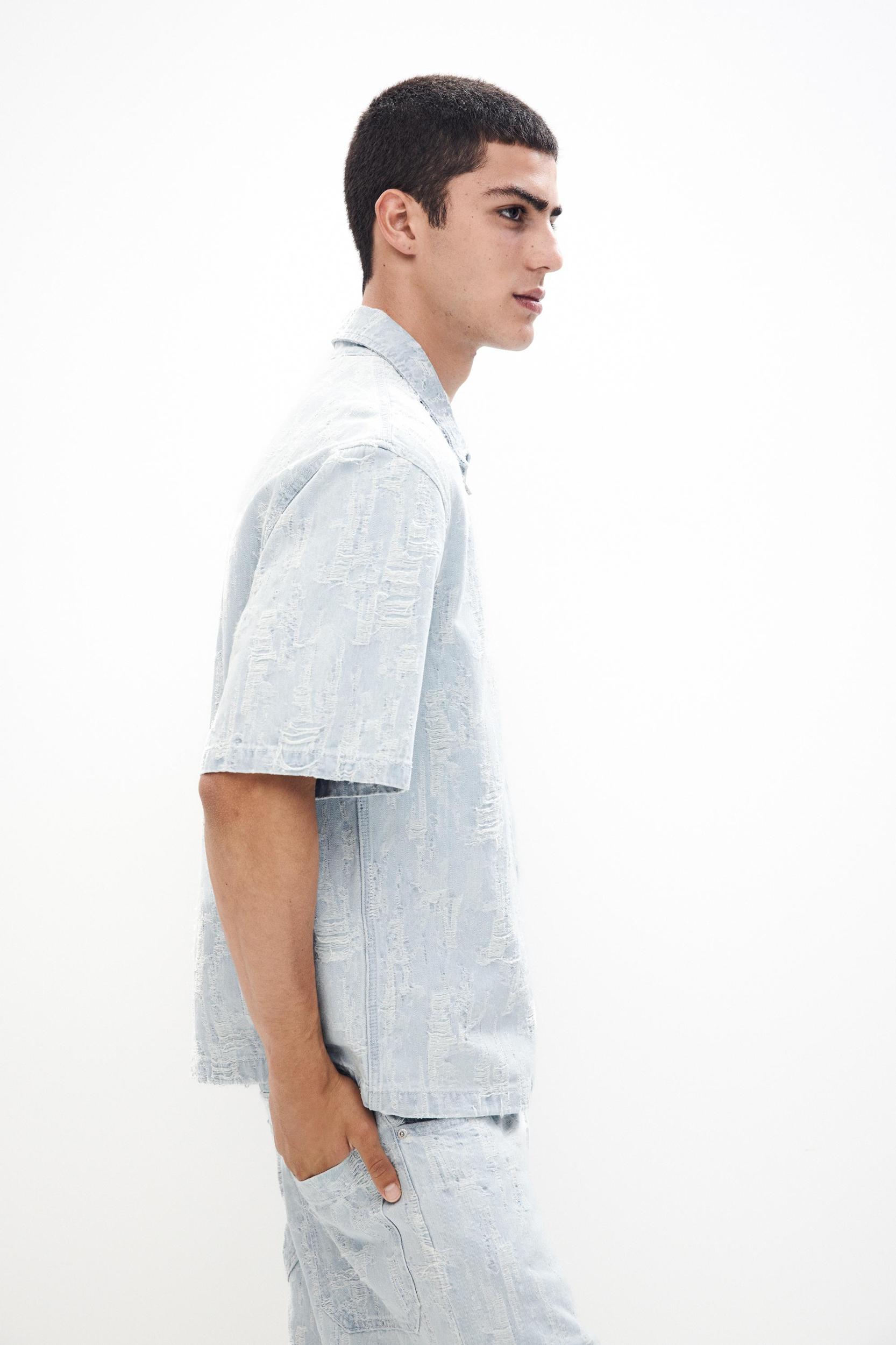 Jacquard denim shirt Product Image