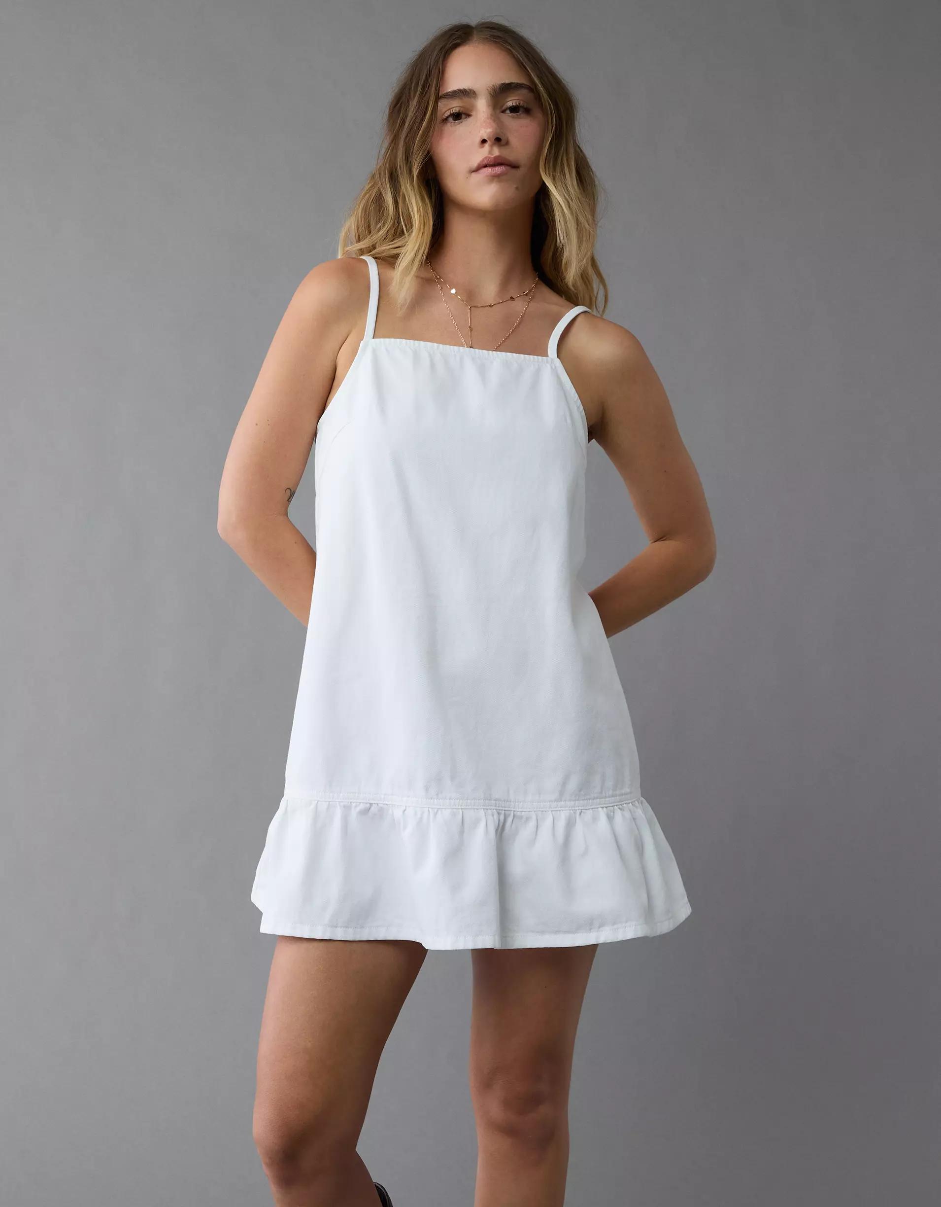 AE Denim Ruffle Mini Shift Dress Product Image