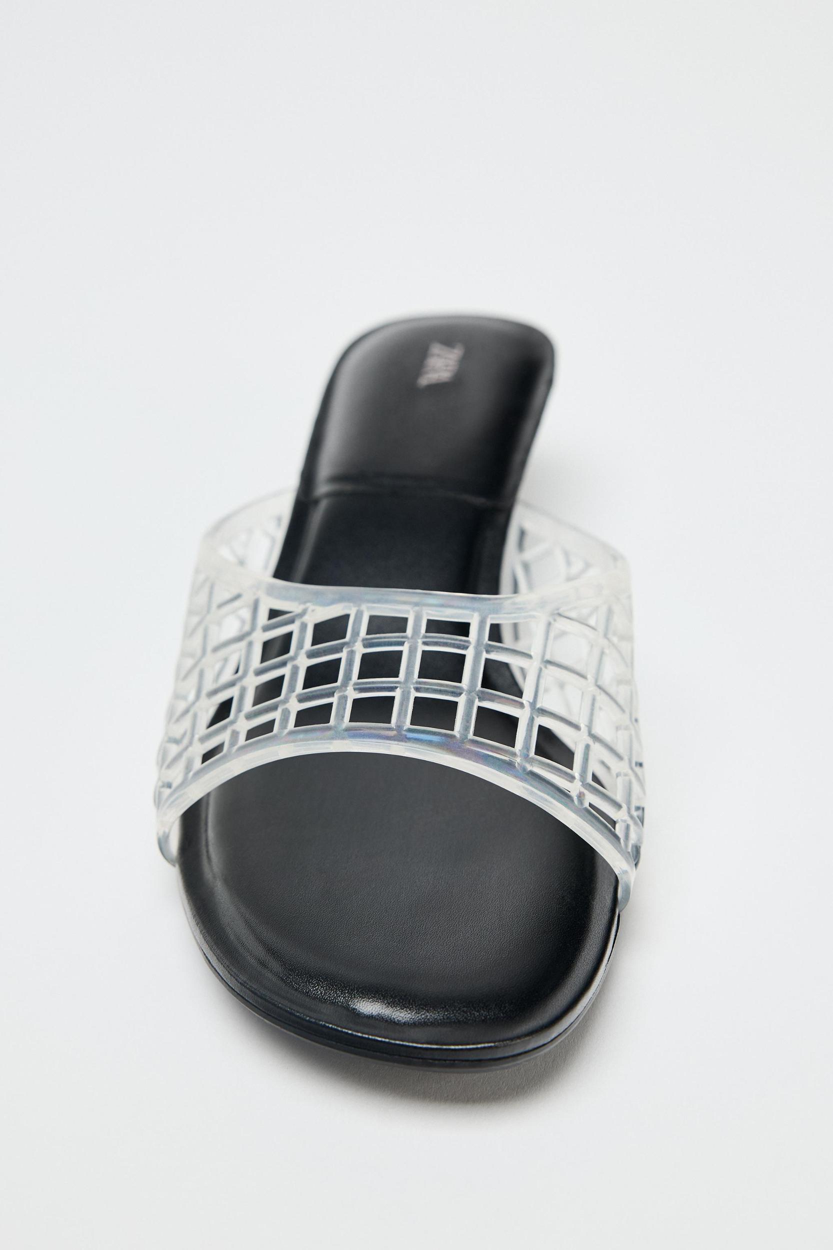 RUBBERIZED EFFECT KITTEN HEELED MULES Product Image