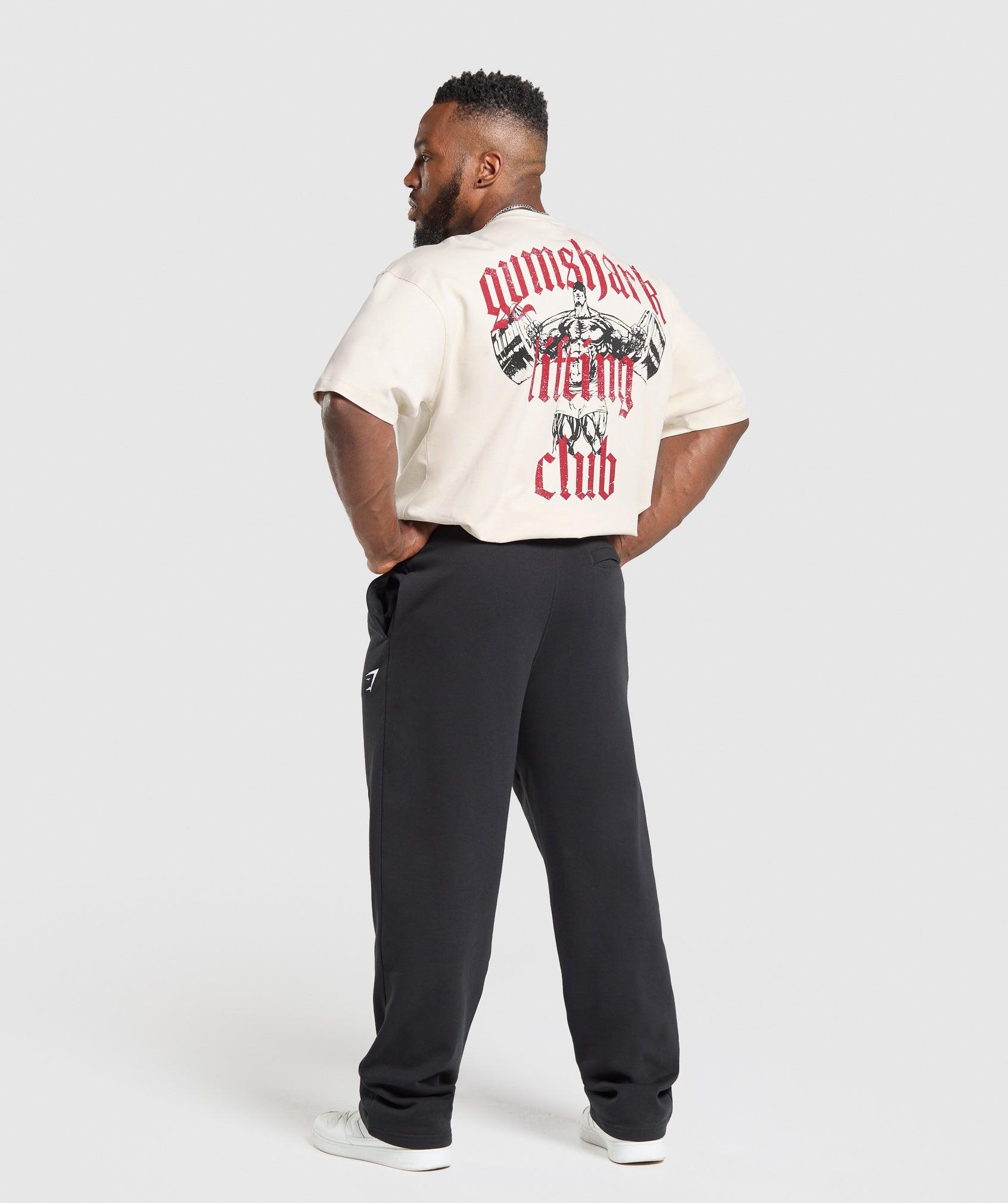 Gymshark Lifting Club T-Shirt - Oat White/Conditioning Red Male Product Image