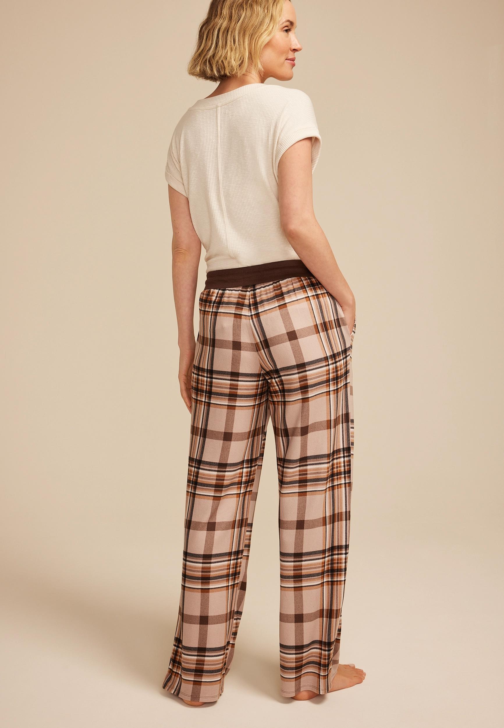 Plaid Wide Leg Pajama Pants Product Image
