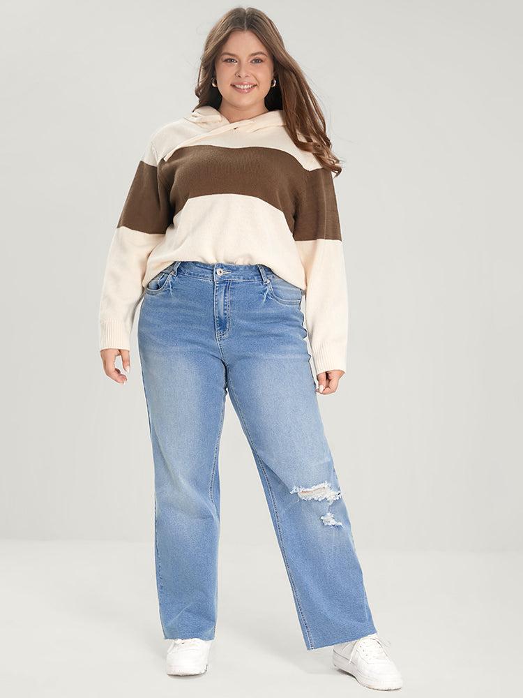 Boyfriend Wide Leg Slightly Stretchy High Rise Light Wash  Jeans Female Product Image