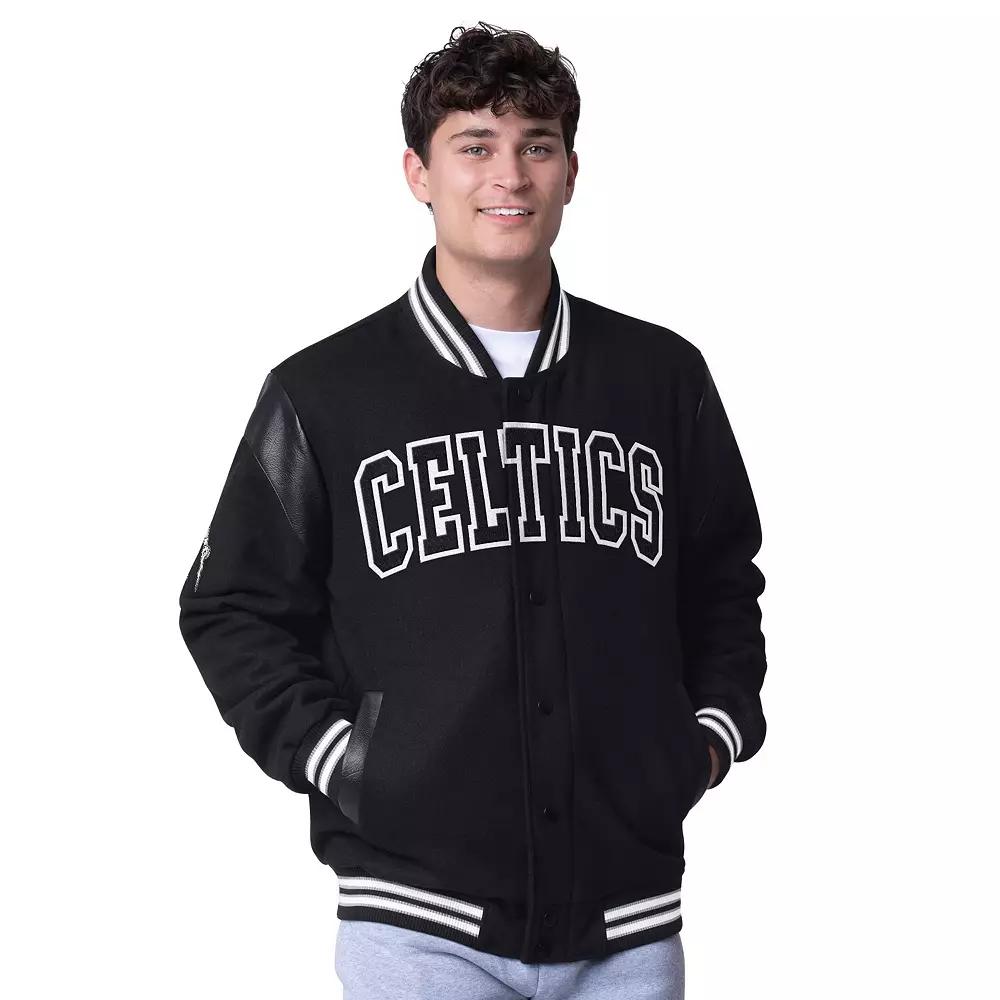 Men's G-III Sports by Carl Banks Black Boston Celtics Clutch Hitter Full-Snap Varsity Jacket,  Product Image