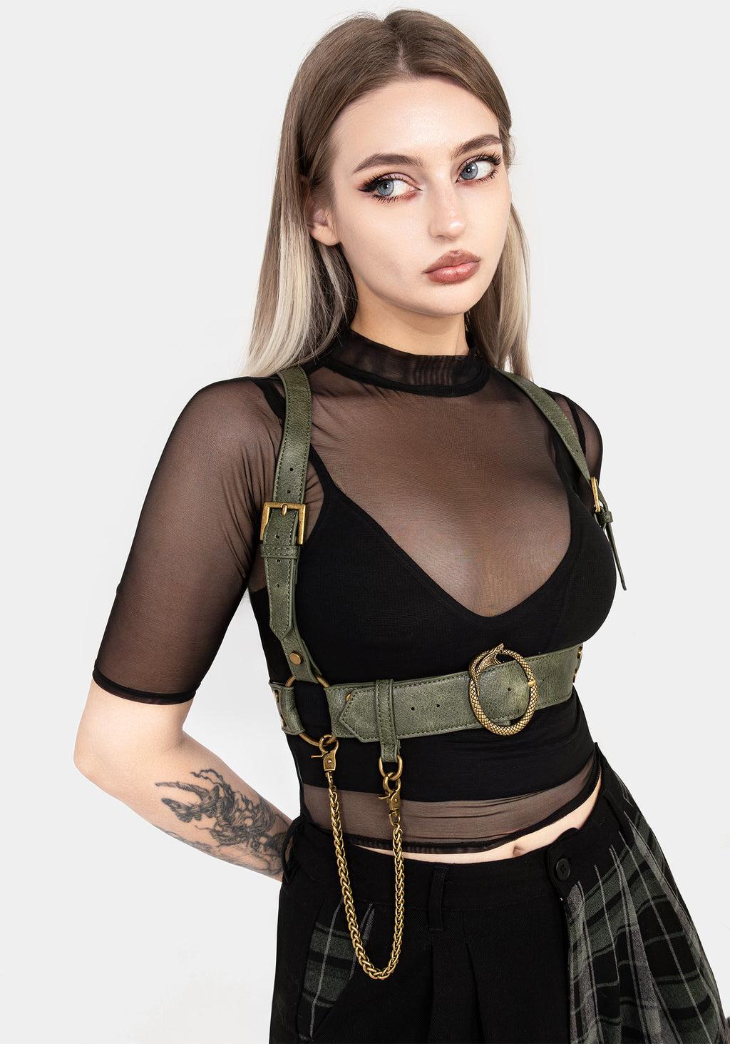 Kaliya Snake Chain Harness - Green Product Image