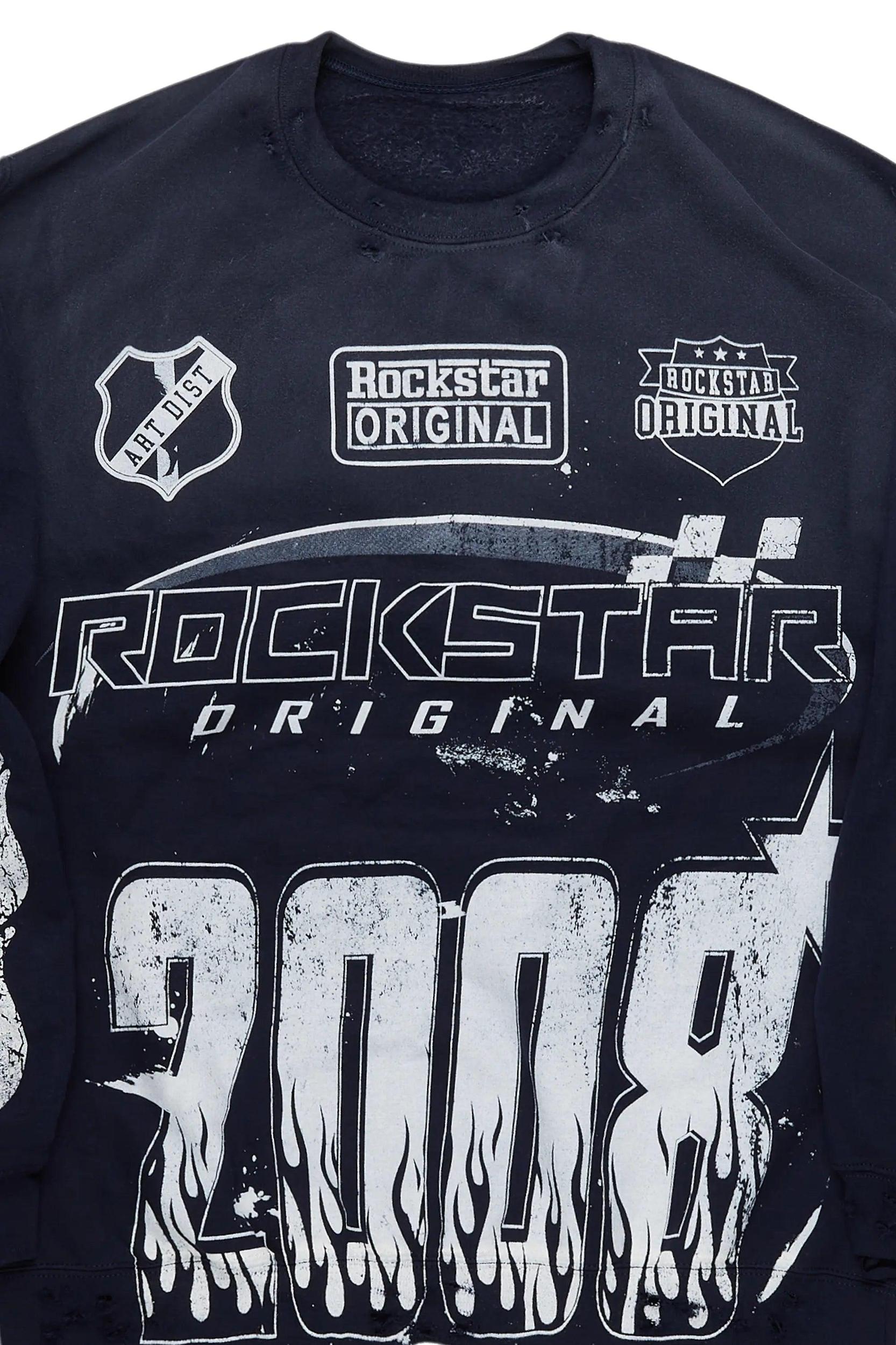 Amos Navy/White Graphic Crewneck Male Product Image