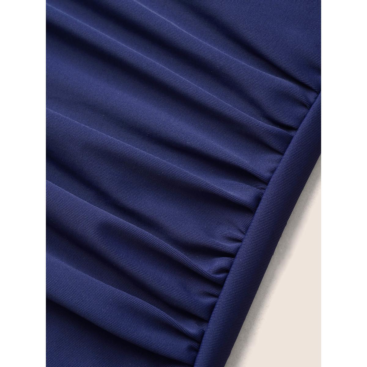 Plus Size Silhouette Floral Print Patchwork Ruffles One Piece Swimsuit Women's Swimwear Indigo Beach Gathered Curve Bathing Suits High stretch One Pieces BloomChic 30/6X Product Image